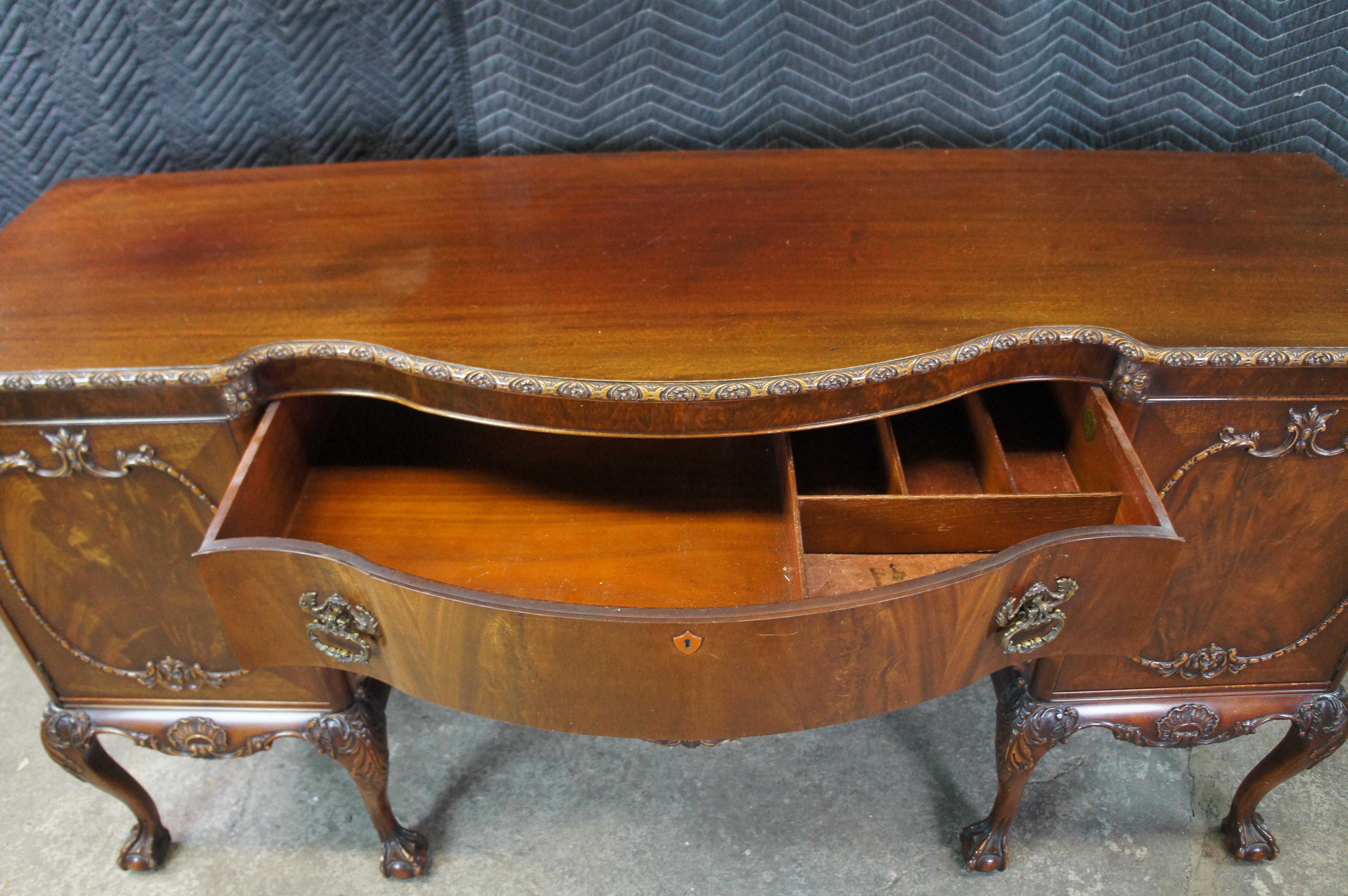 Antiguo Aparador Buffet Romweber Inglés Chippendale Georgiano Caoba Crotch en venta 6