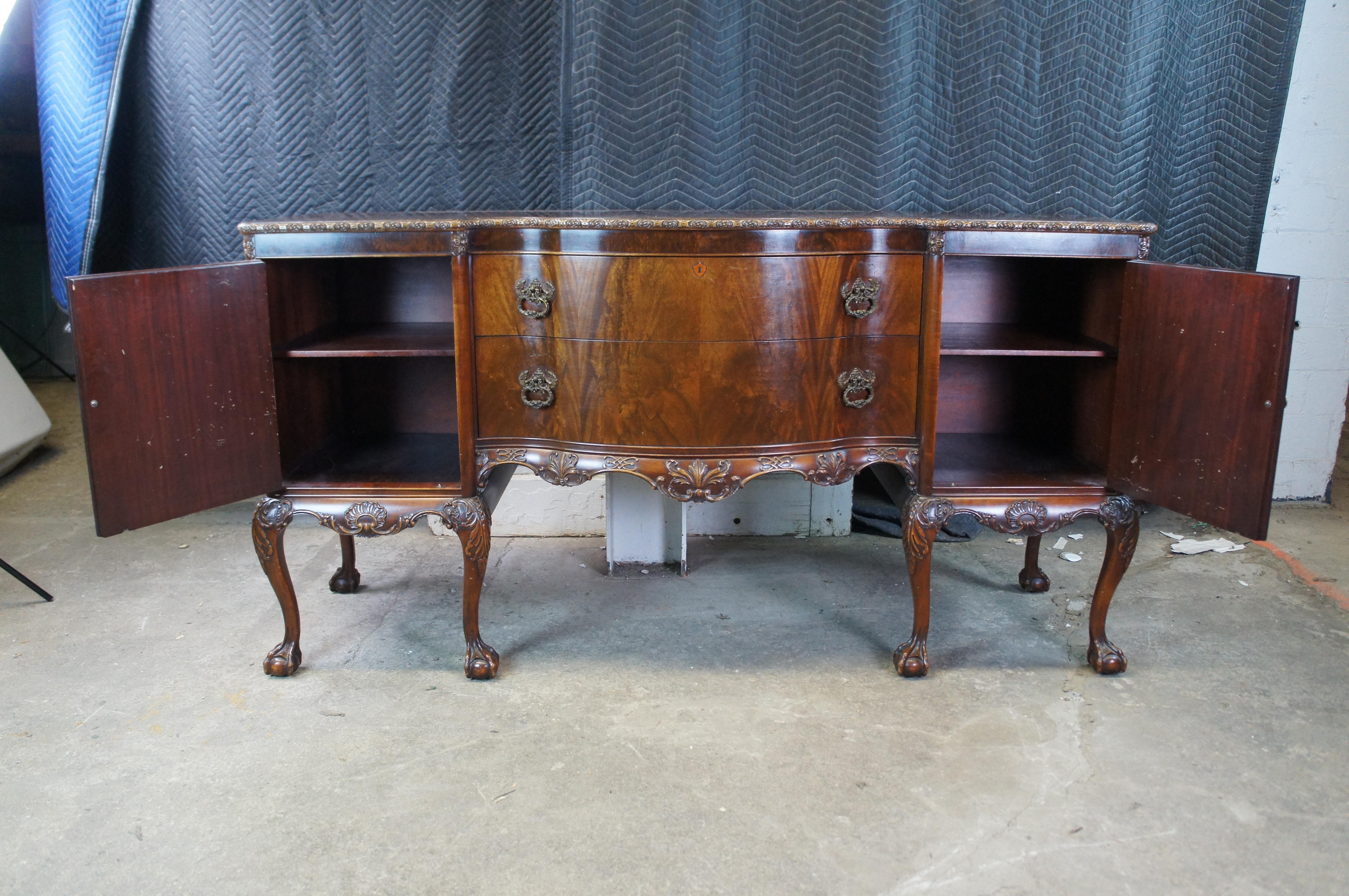 Antiguo Aparador Buffet Romweber Inglés Chippendale Georgiano Caoba Crotch en venta 8