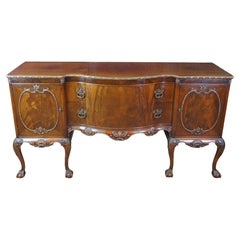 Antique Romweber English Chippendale Georgian Crotch Mahogany Buffet Sideboard