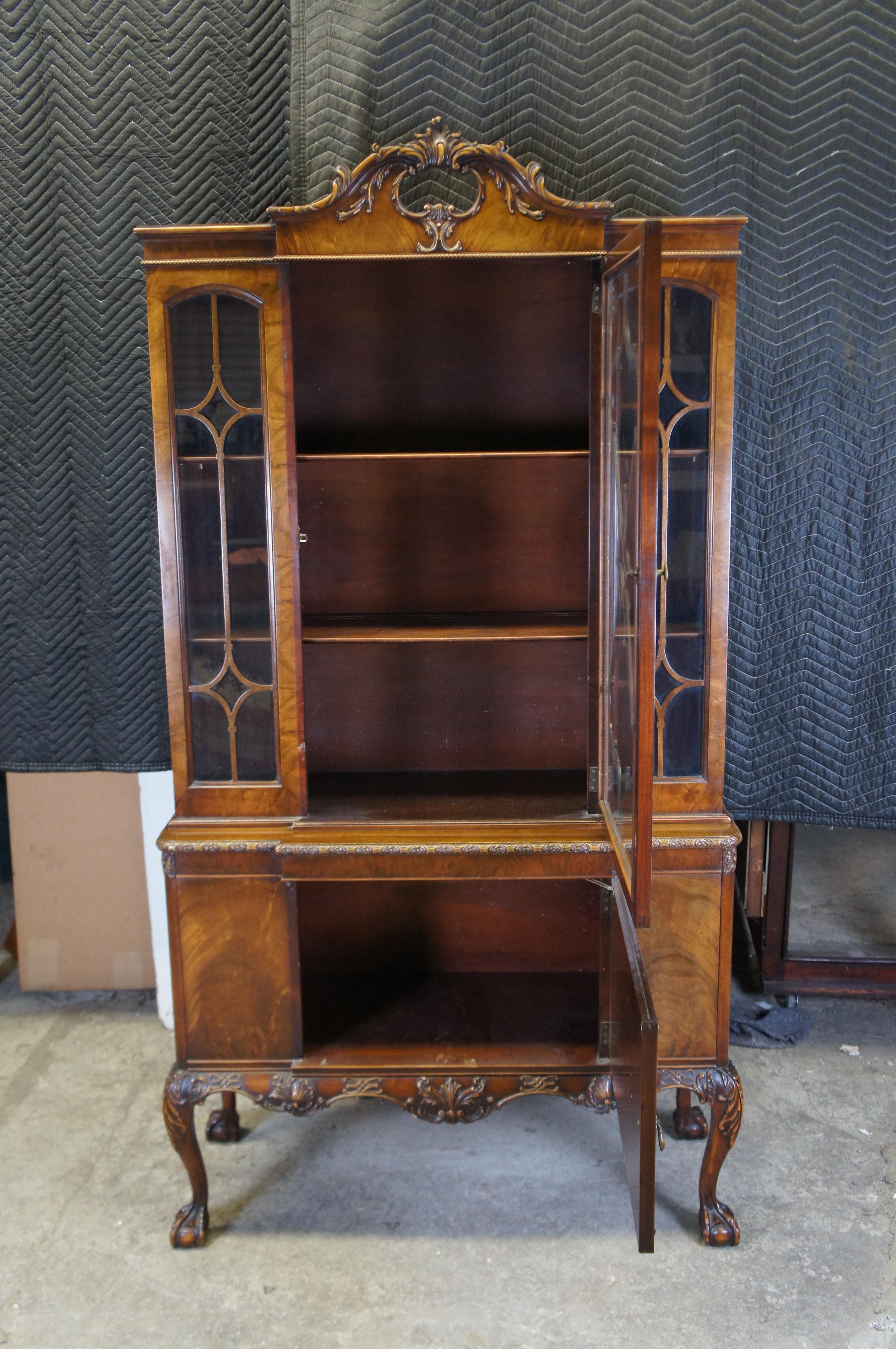 Ancienne vitrine anglaise Chippendale géorgienne en acajou de 78 pouces Bon état - En vente à Dayton, OH