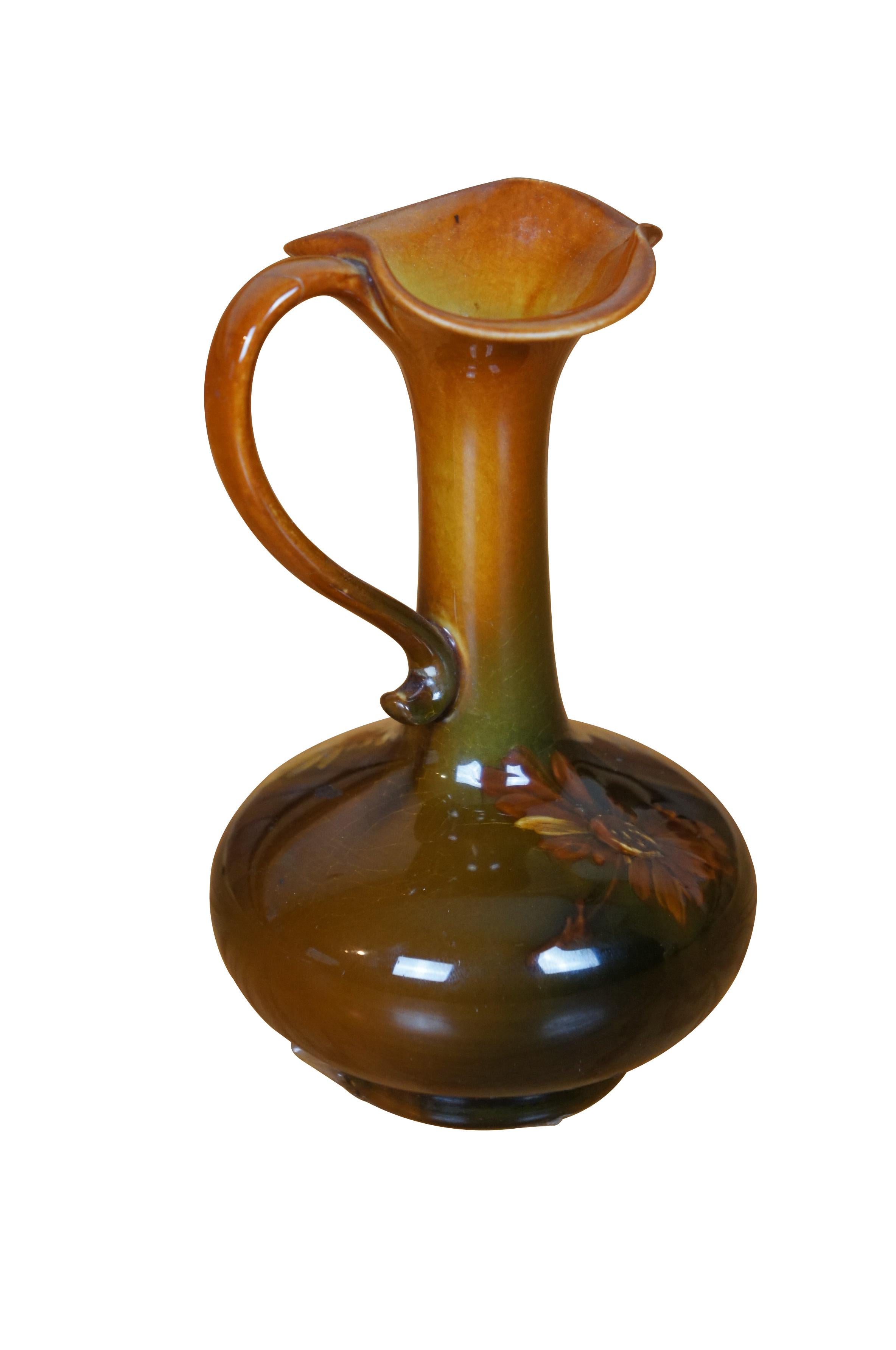 Vittoriano Antica brocca di faience Rookwood 1891 Olga Reed con smalto floreale Iris 6