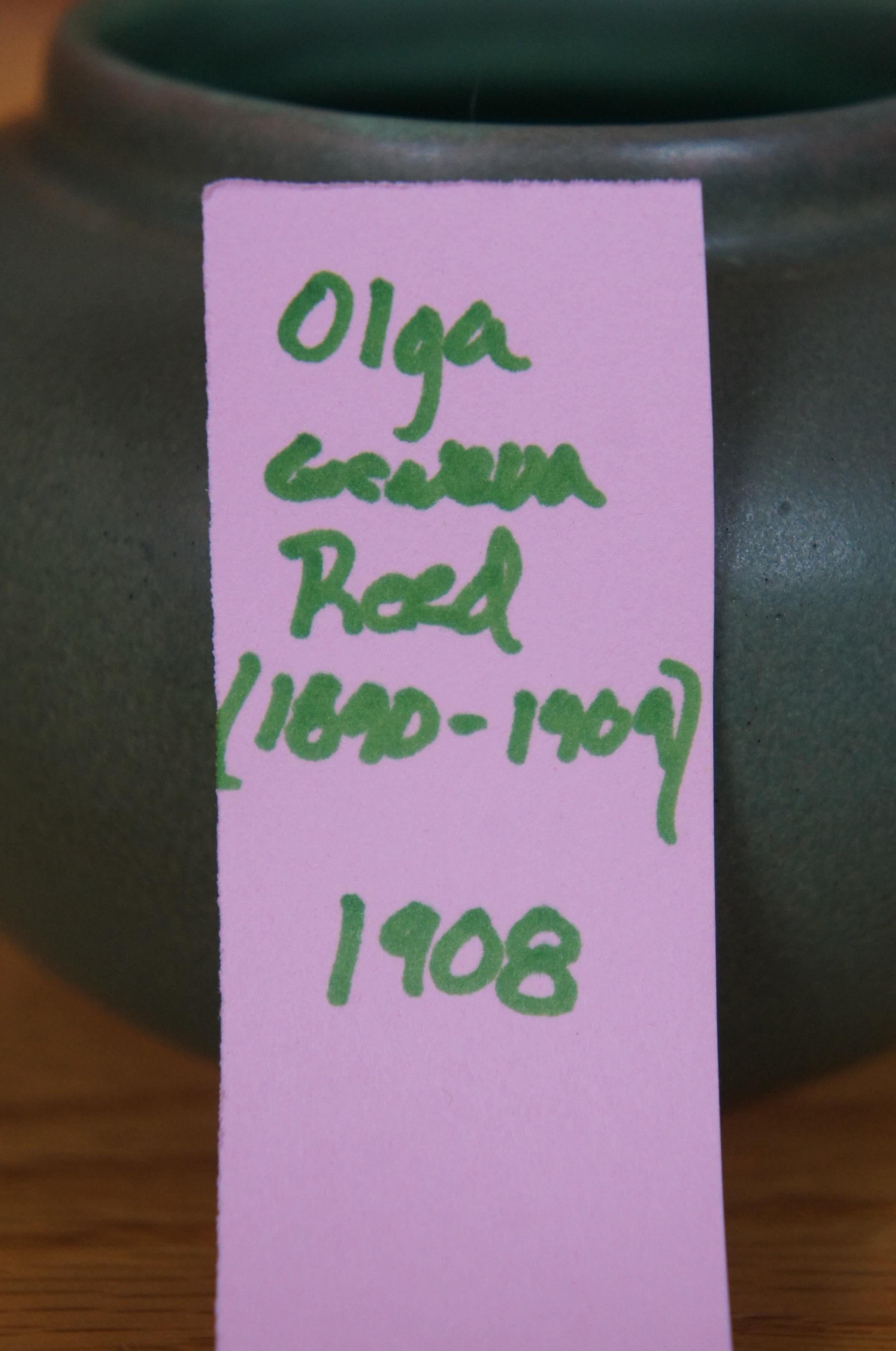 1908 Antique Rookwood VIII Olga Geneva Reed 622 Green Pot Bowl 4.5