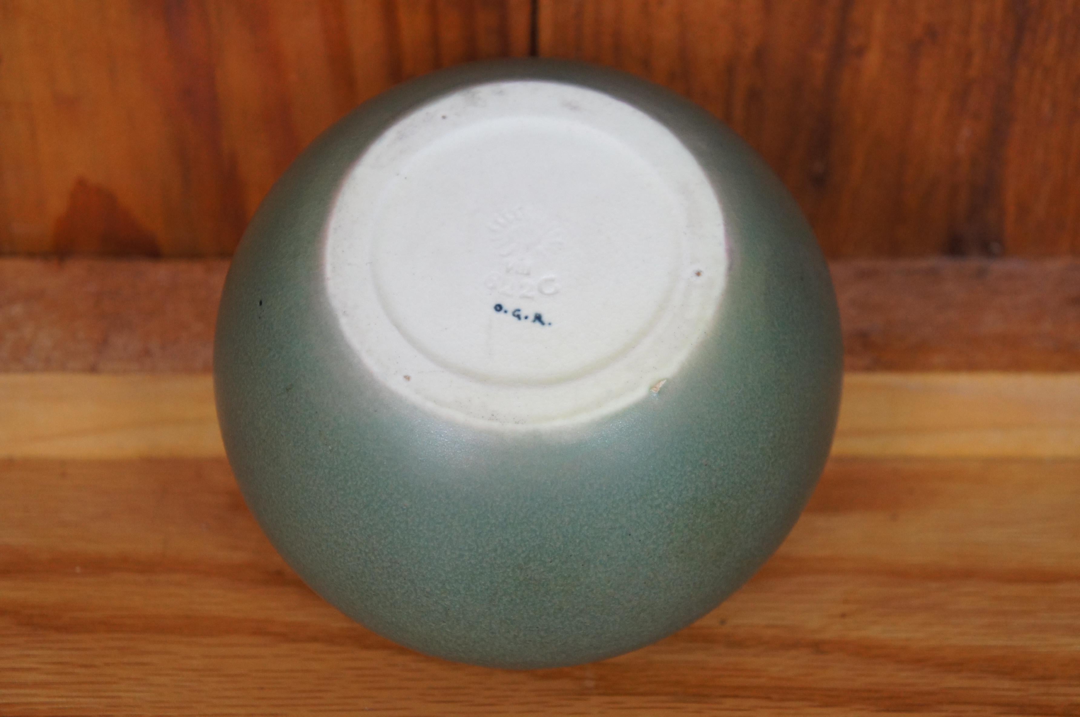 Early 20th Century 1908 Antique Rookwood VIII Olga Geneva Reed 622 Green Pot Bowl 4.5