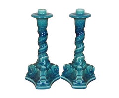 Antique Rookwood 1921 XXI Delphin Dolphin Candlesticks Candle Holders 12"