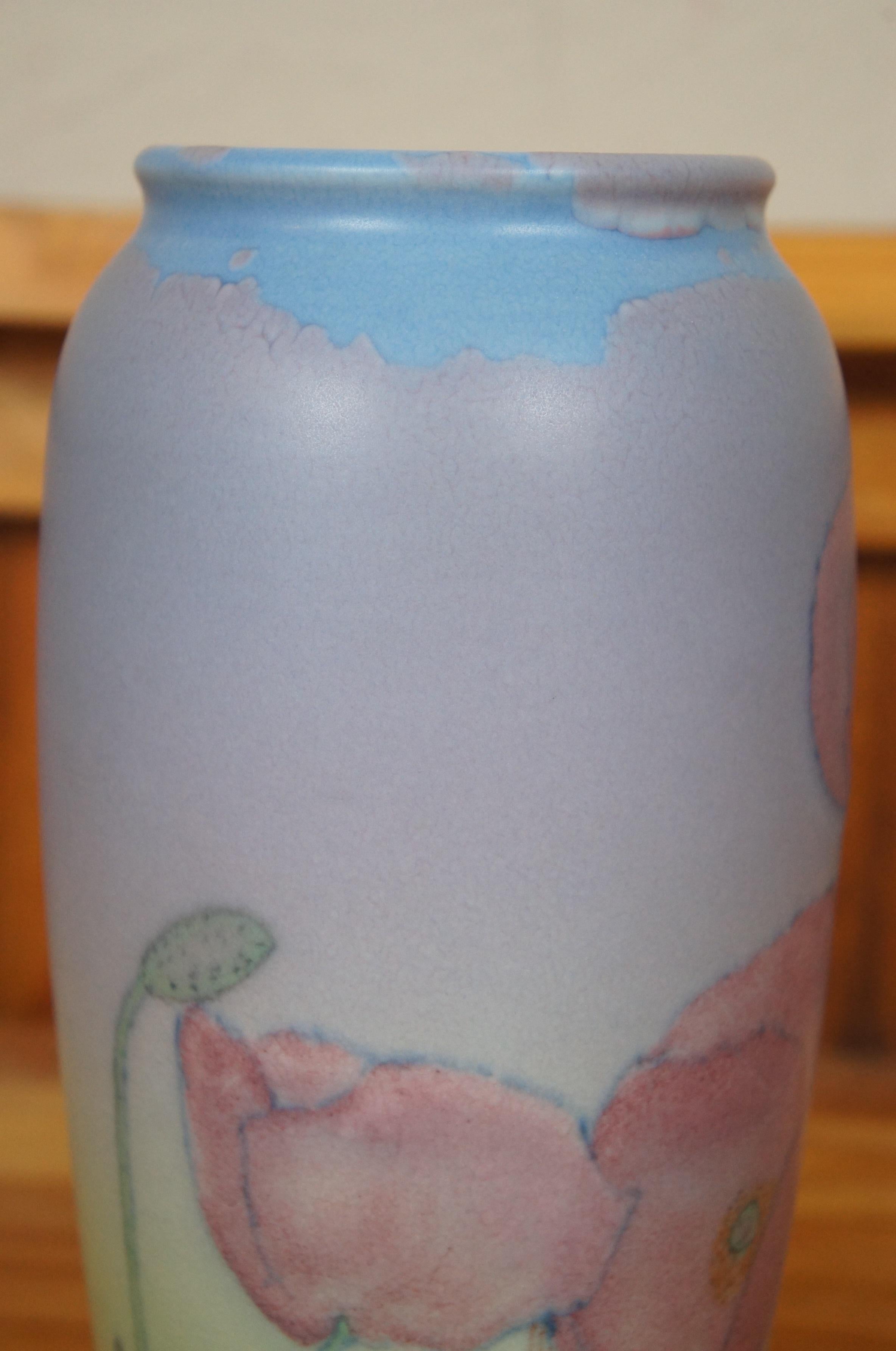 Antique Rookwood 1935 Kataro Shirayamadani Floral Vellum Mantel Urn Vase 9' 5