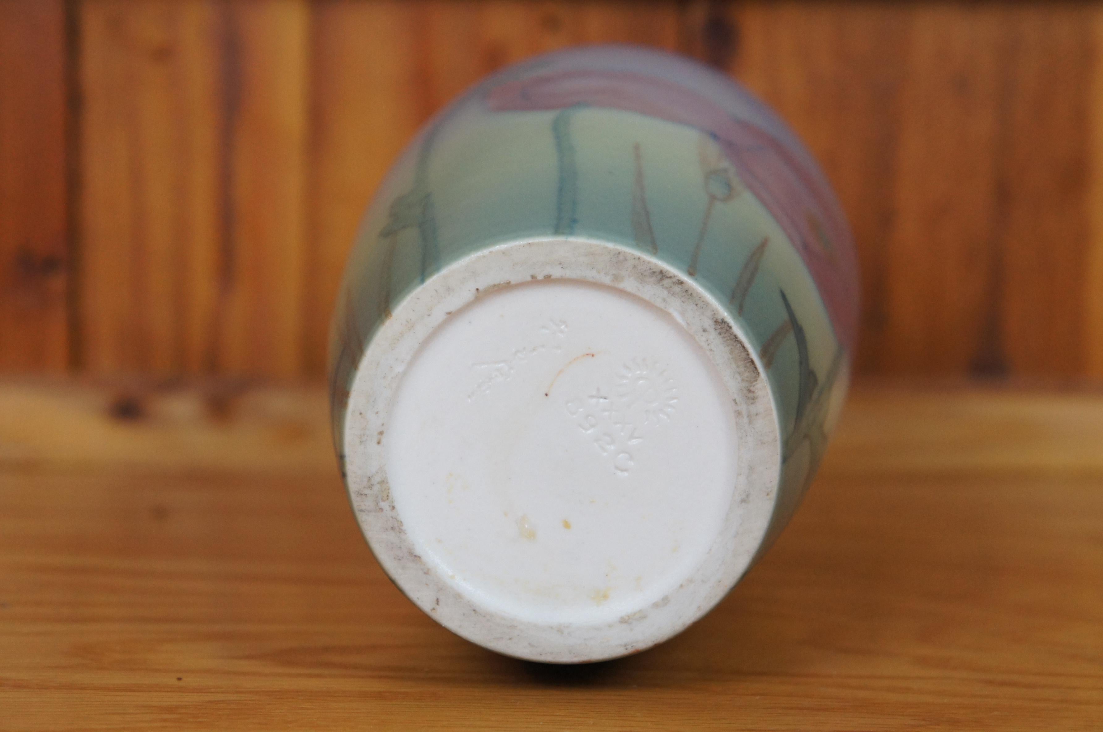 Pottery Antique Rookwood 1935 Kataro Shirayamadani Floral Vellum Mantel Urn Vase 9'