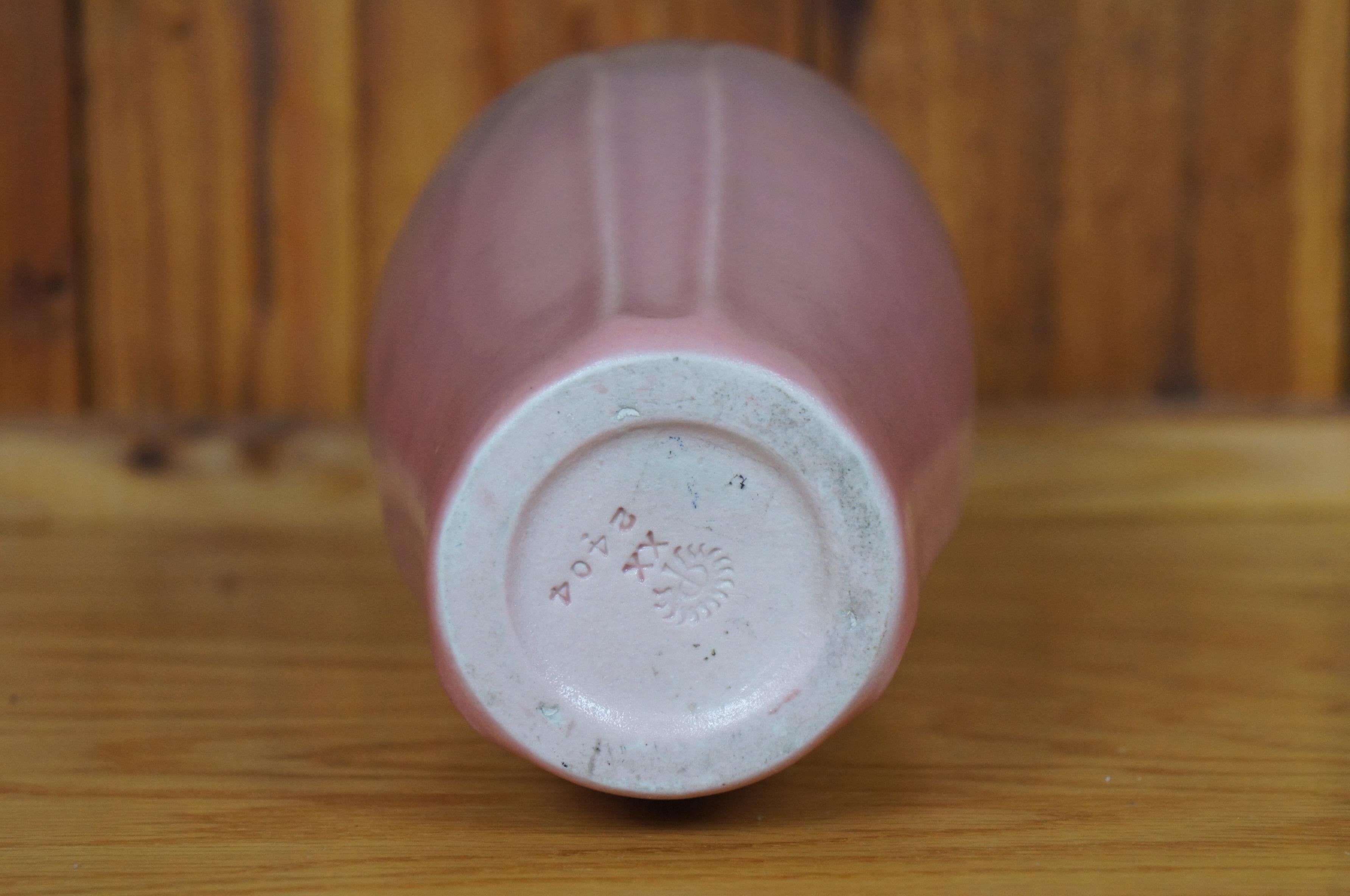 Pottery Antique Rookwood Art Deco 1920 XX Pink Matte Glaze Mantel Vase Urn 10