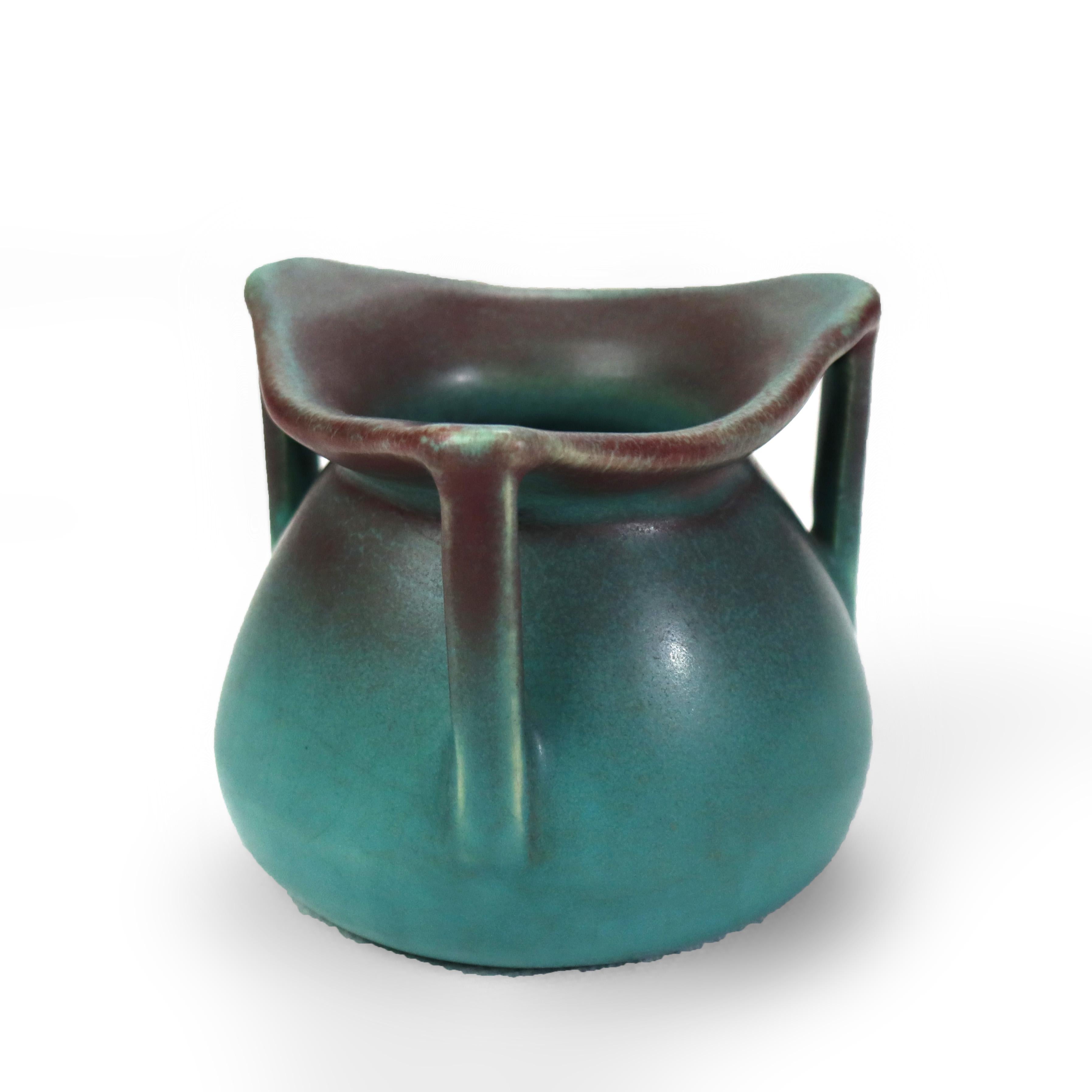 Antiguo jarrón de cerámica artística azul de Rookwood firmado C1915 Alfarería