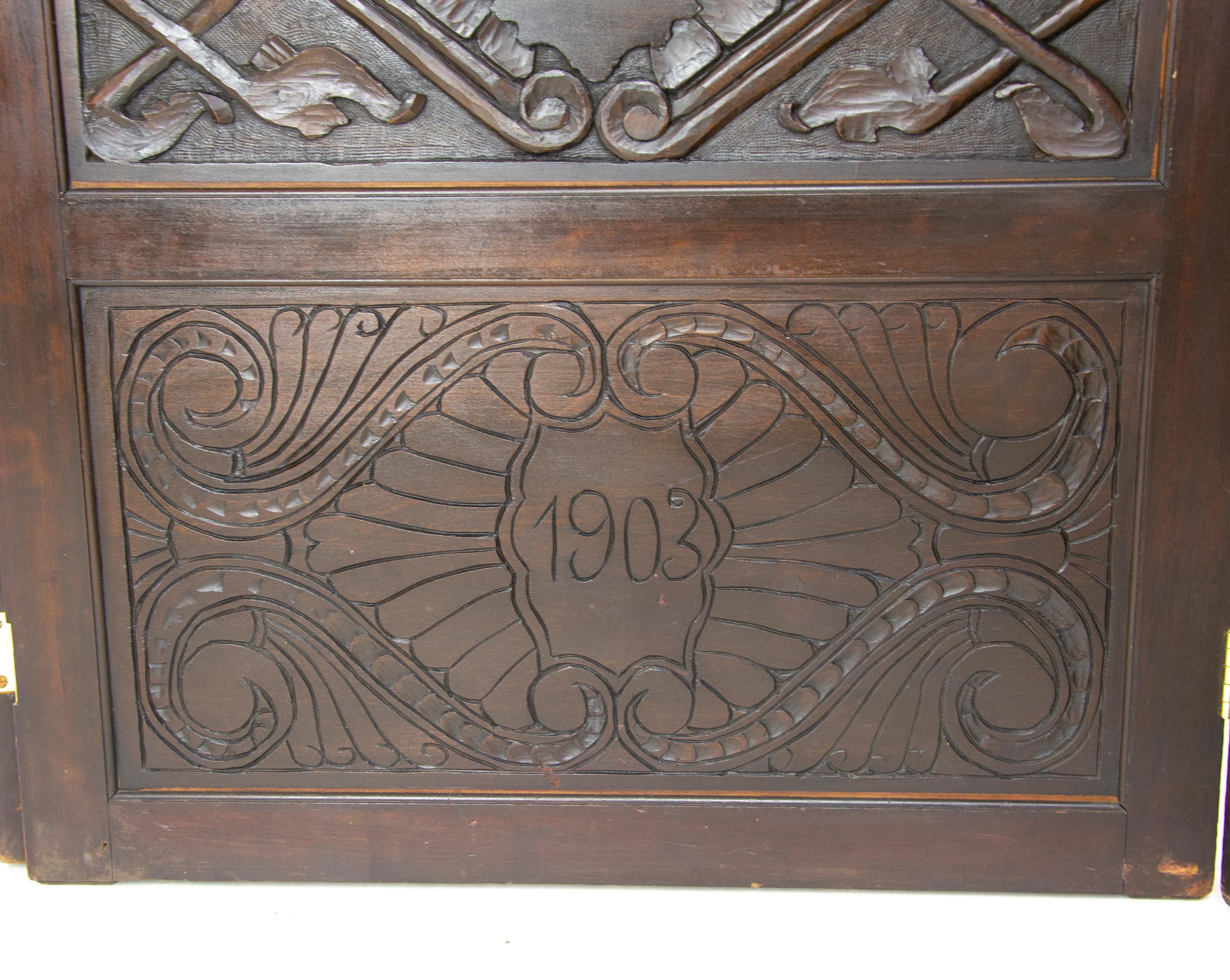 Scottish Antique Room Divider, Privacy Screen, Carved Partition, Scotland 1903, B1161