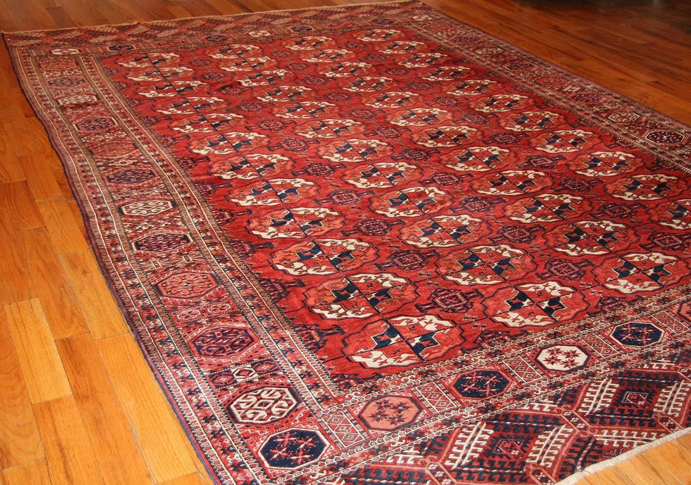 Antique Room Size Turkmen Tekke Rug. 7 ft 4 in x 11 ft 6 in For Sale 1