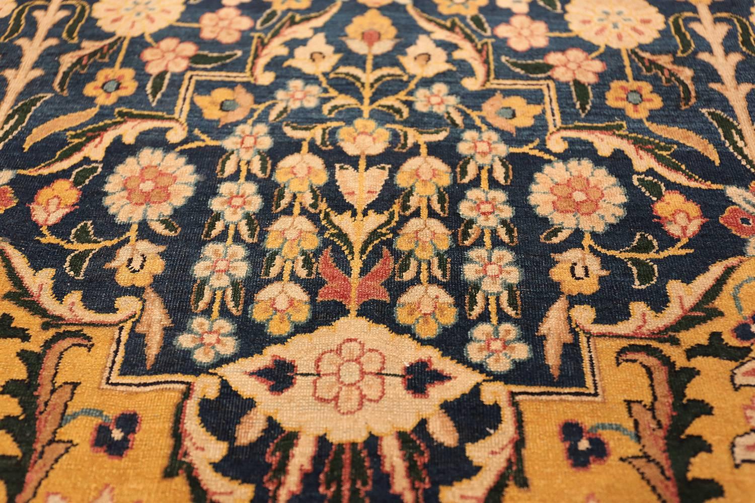 Hand-Knotted Antique Room Size Diamond Design Persian Kerman Rug