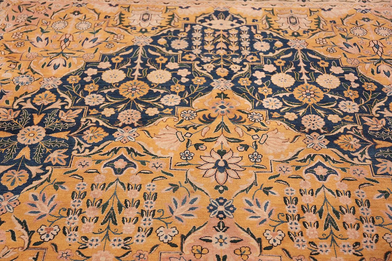 Wool Antique Room Size Diamond Design Persian Kerman Rug