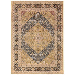 Antique Room Size Diamond Design Persian Kerman Rug