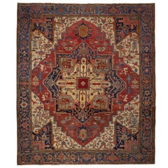 Antique Room Size Heriz Serapi Rug Carpet, circa 1900