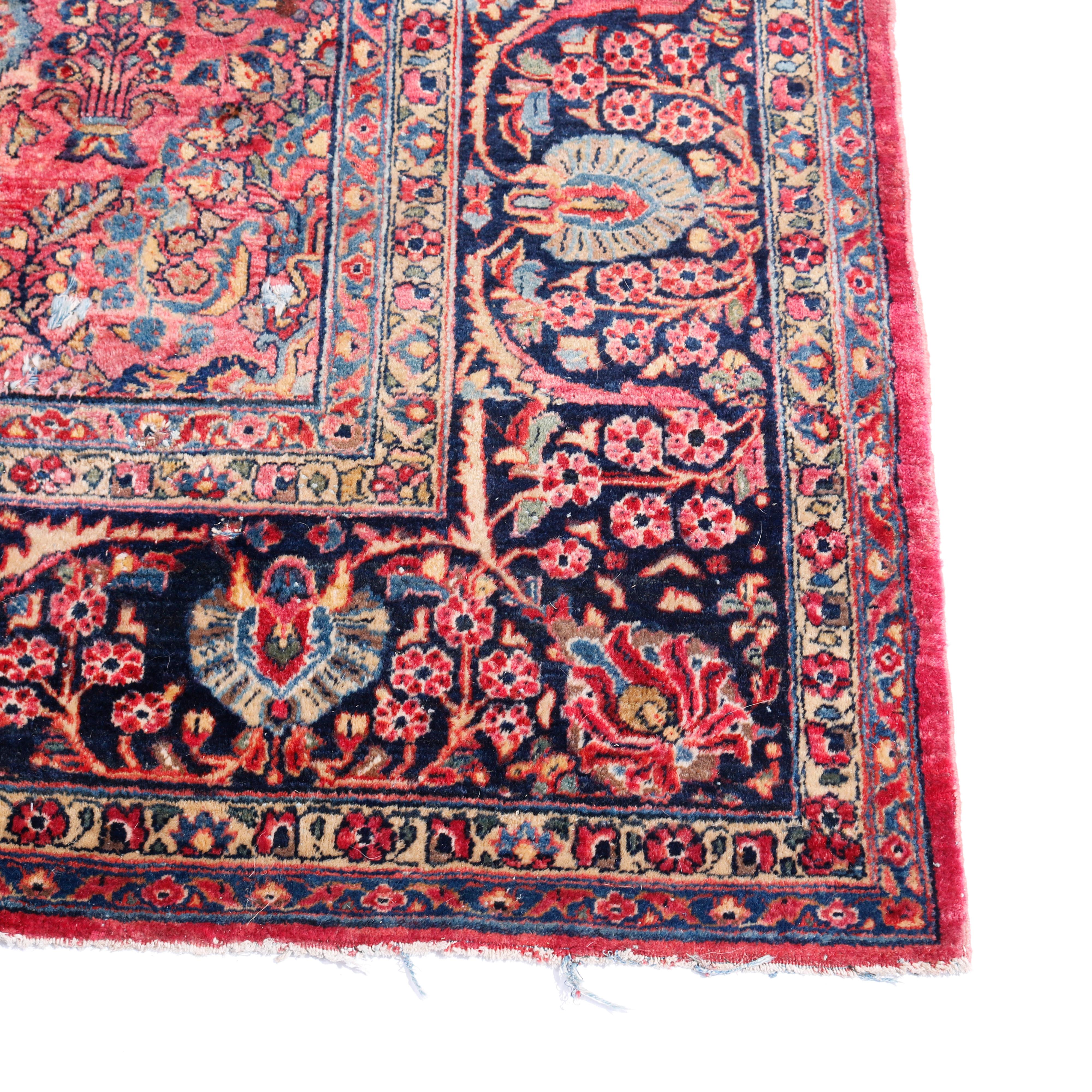 Antique Room Size Persian Sarouk Oriental Wool Carpet, circa 1930 4