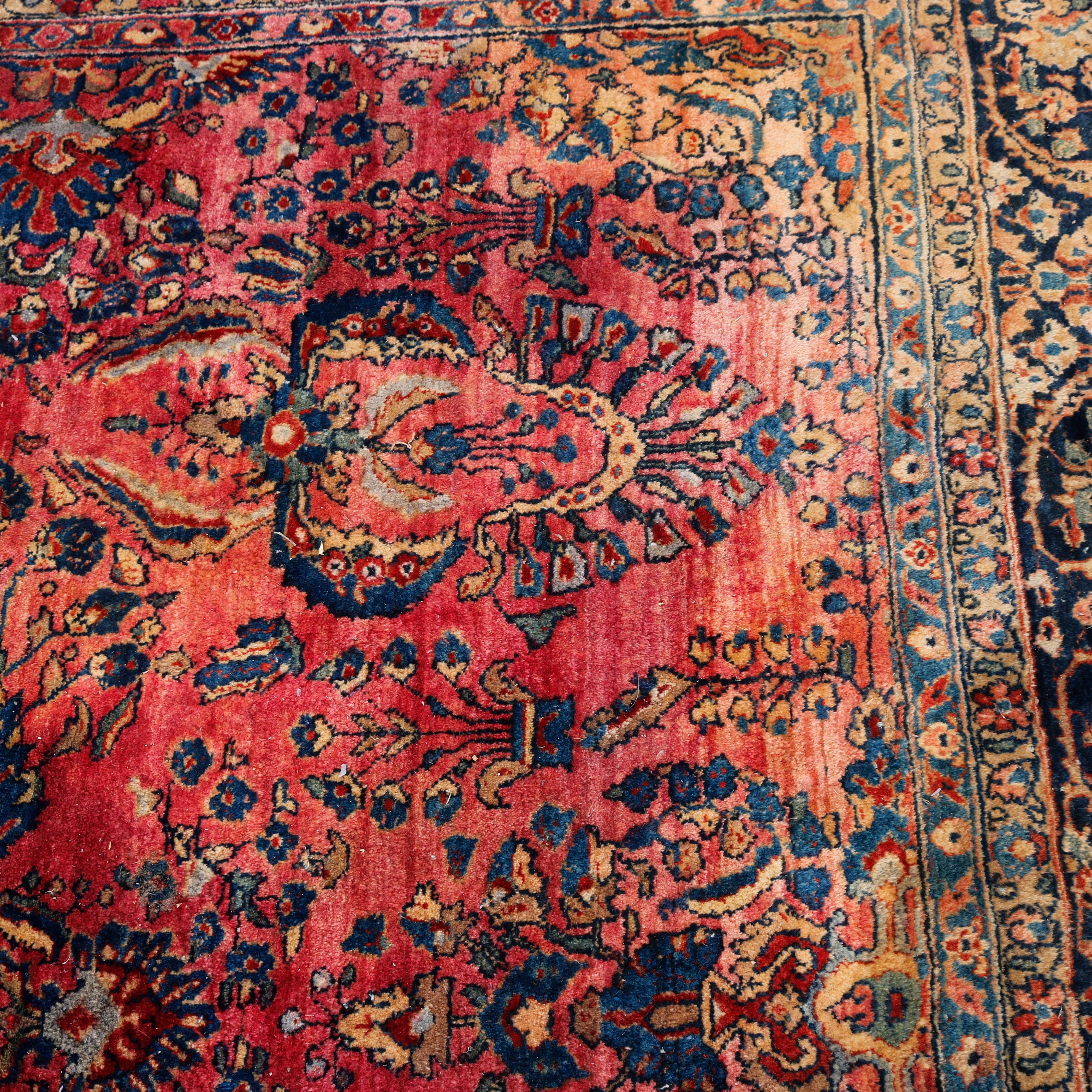 Asian Antique Room Size Persian Sarouk Oriental Wool Carpet, circa 1930