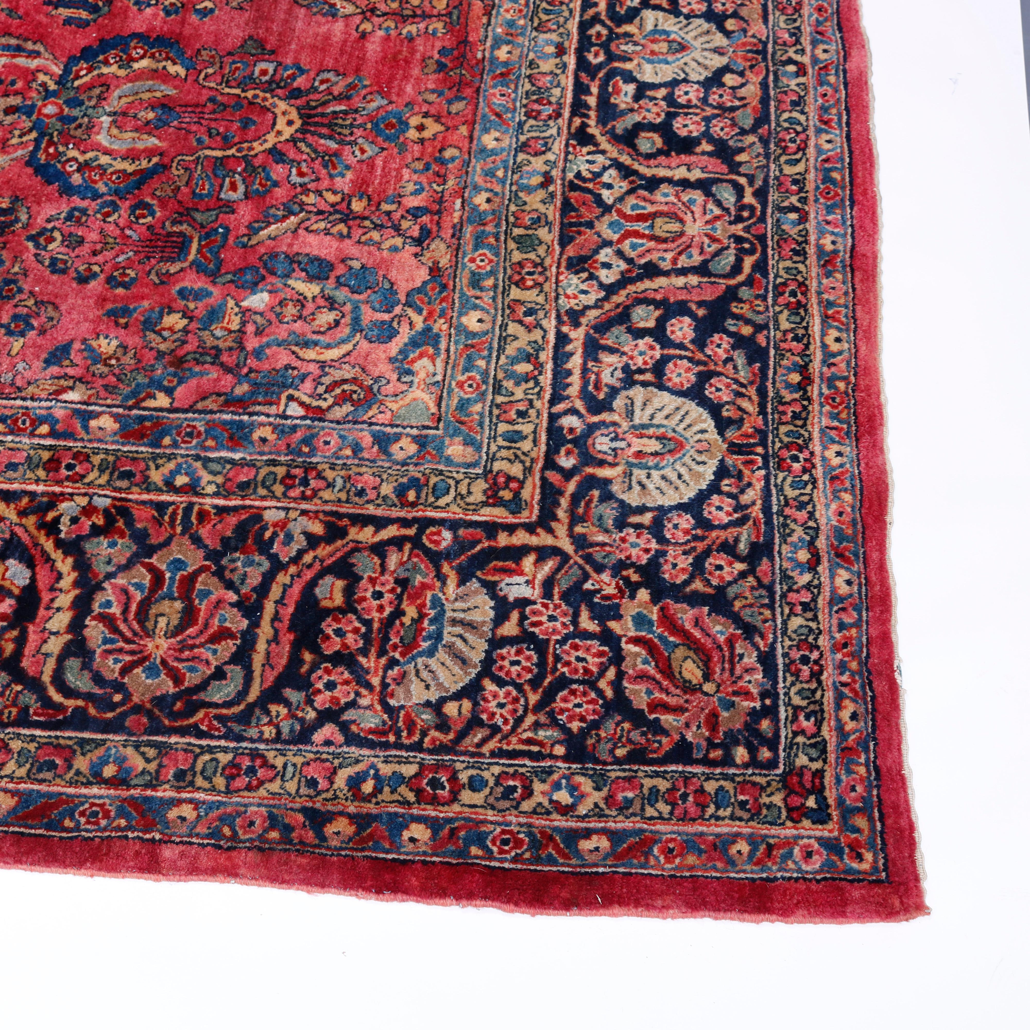 20th Century Antique Room Size Persian Sarouk Oriental Wool Carpet, circa 1930