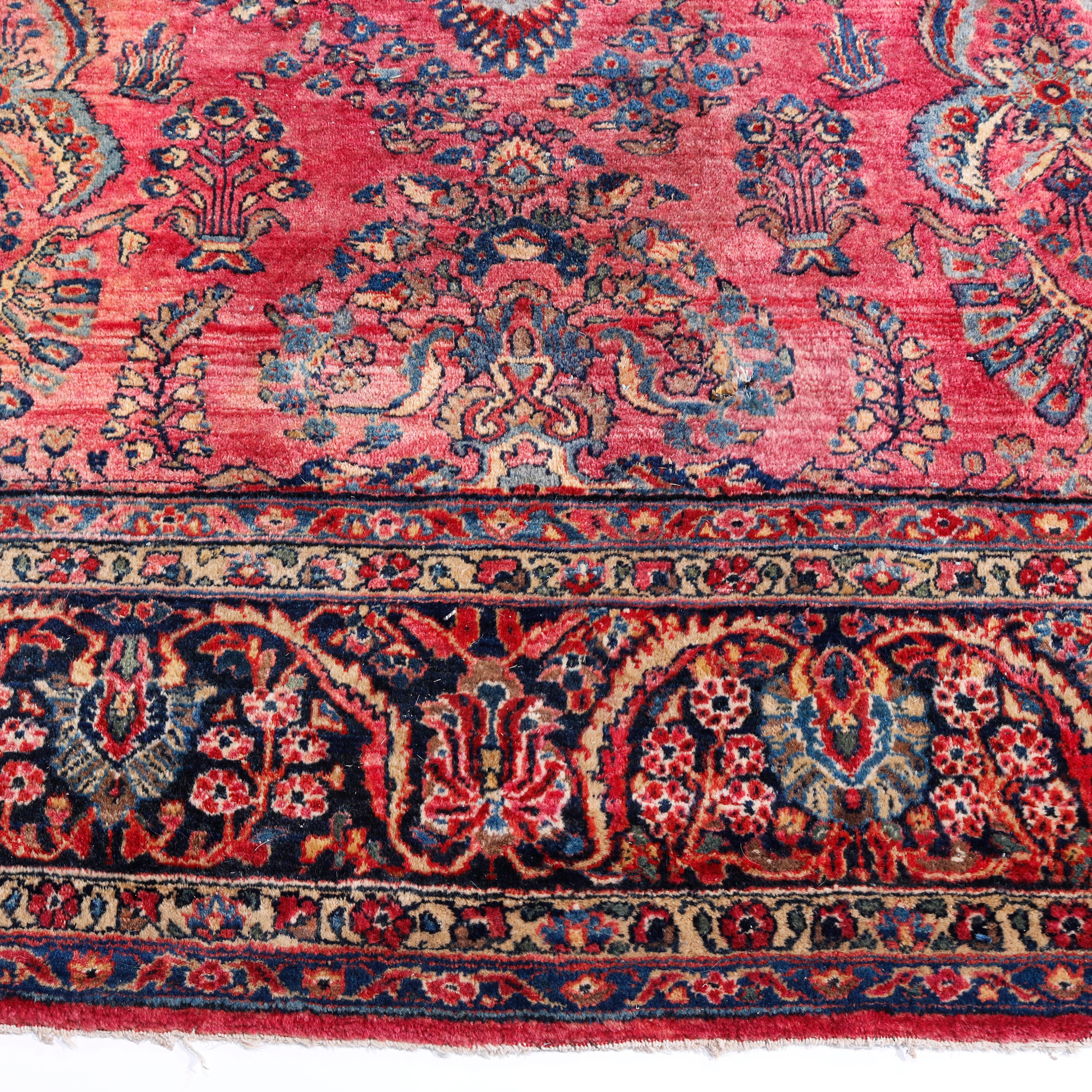 Antique Room Size Persian Sarouk Oriental Wool Carpet, circa 1930 3