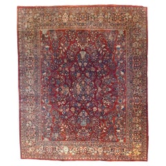 Antique Room Size Sarouk Oriental Wool Rug Circa 1930