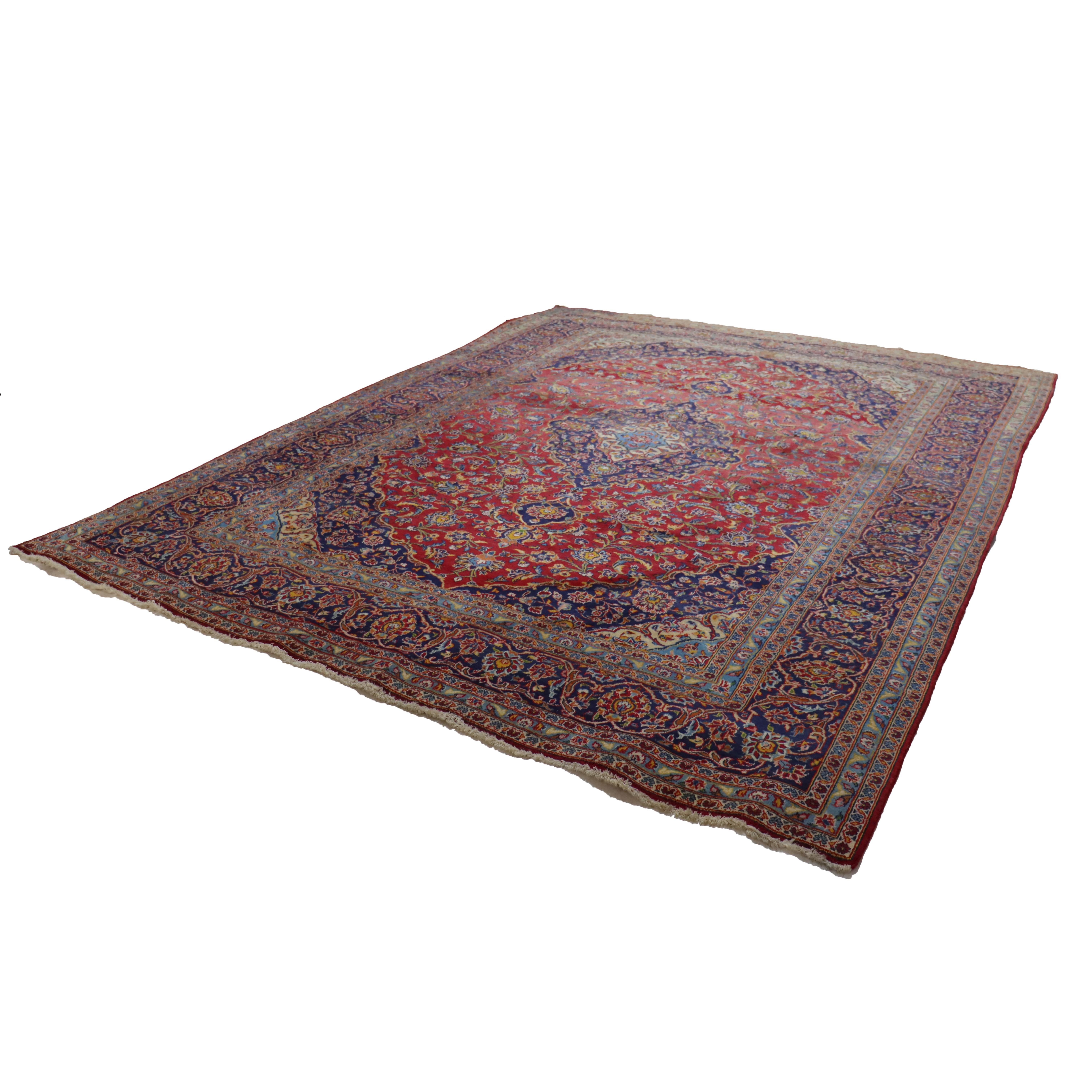 Antike Room Sized Kashan Orientalische Wolle Teppich C1930 im Angebot 10
