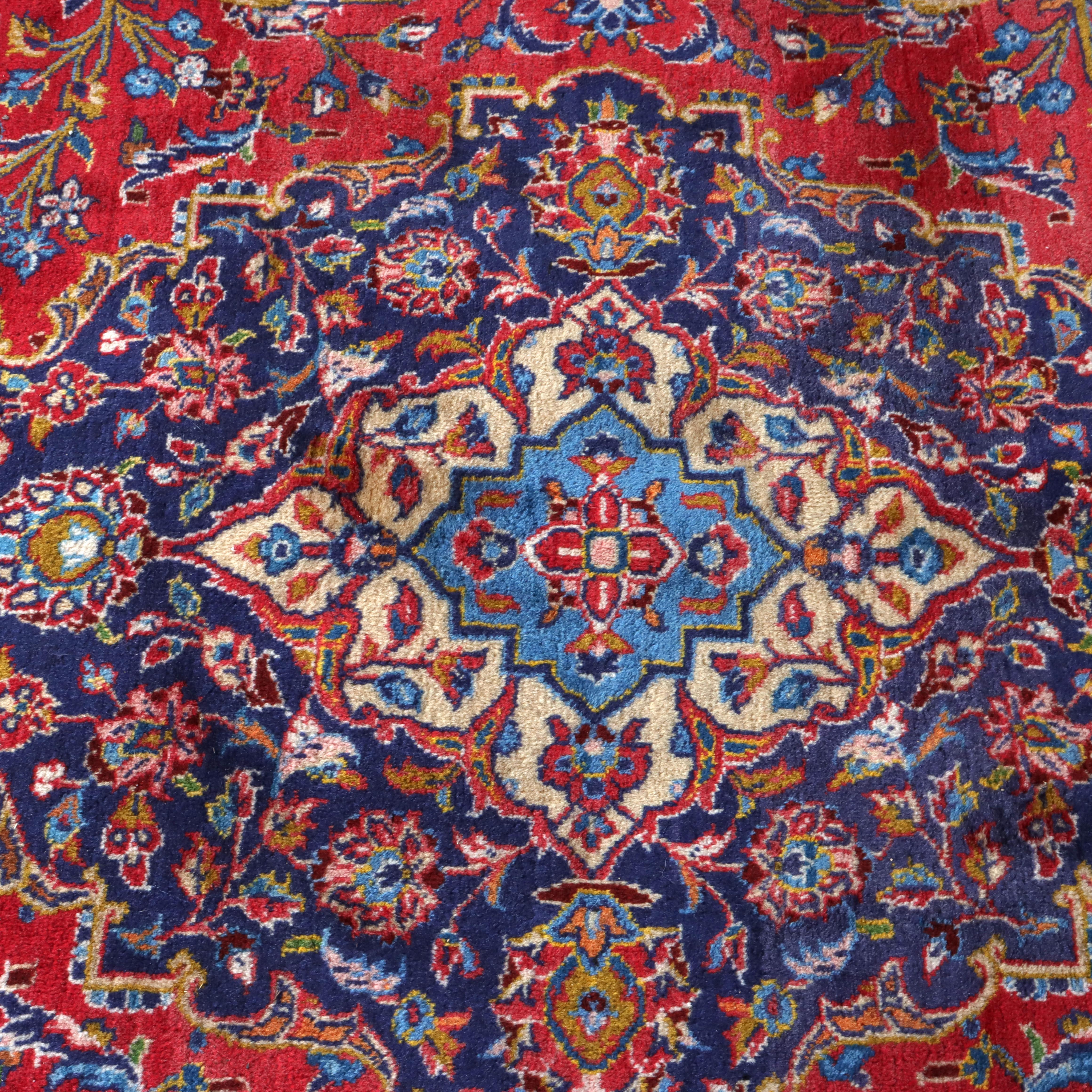 Antike Room Sized Kashan Orientalische Wolle Teppich C1930 im Angebot 2