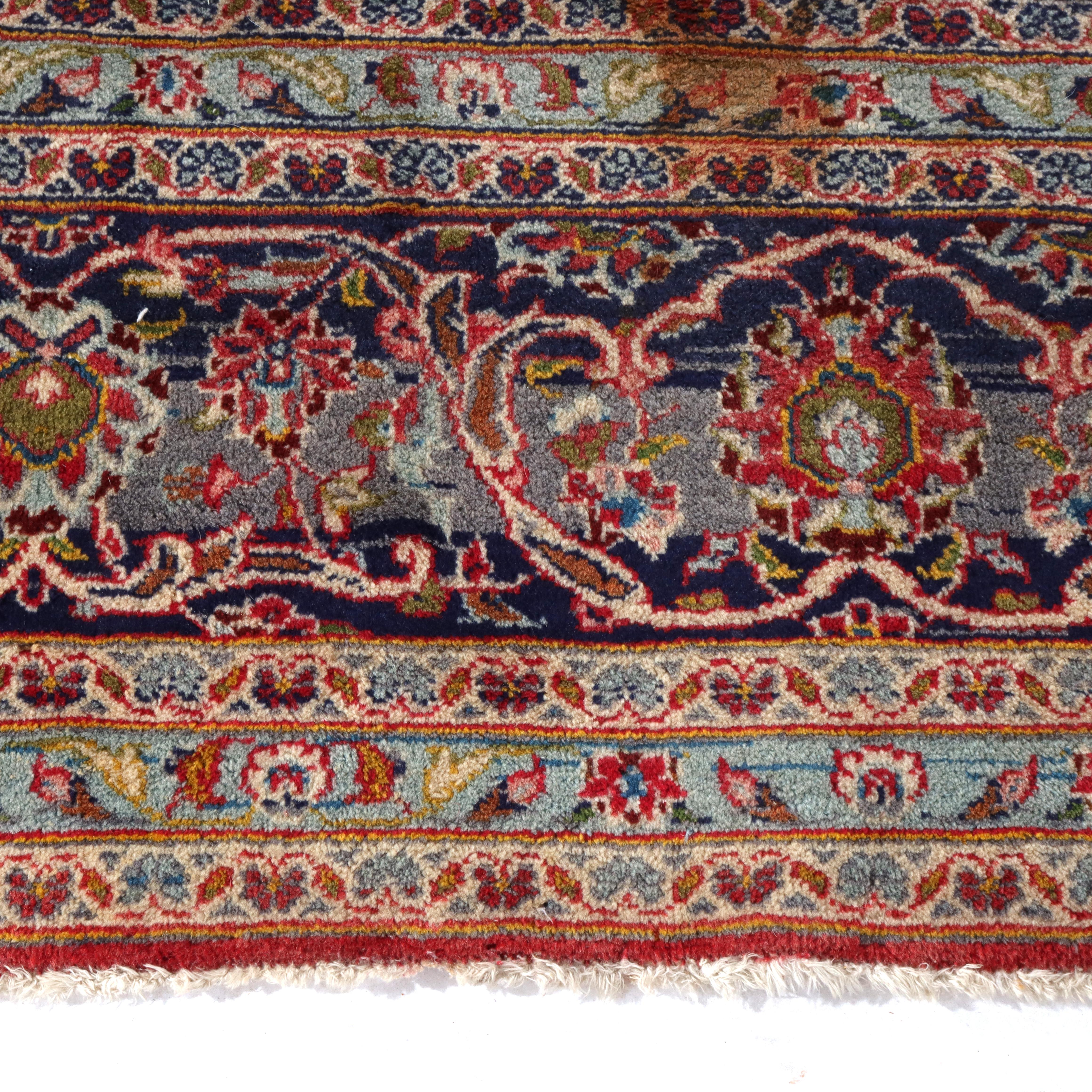 Antike Room Sized Kashan Orientalische Wolle Teppich C1930 im Angebot 4