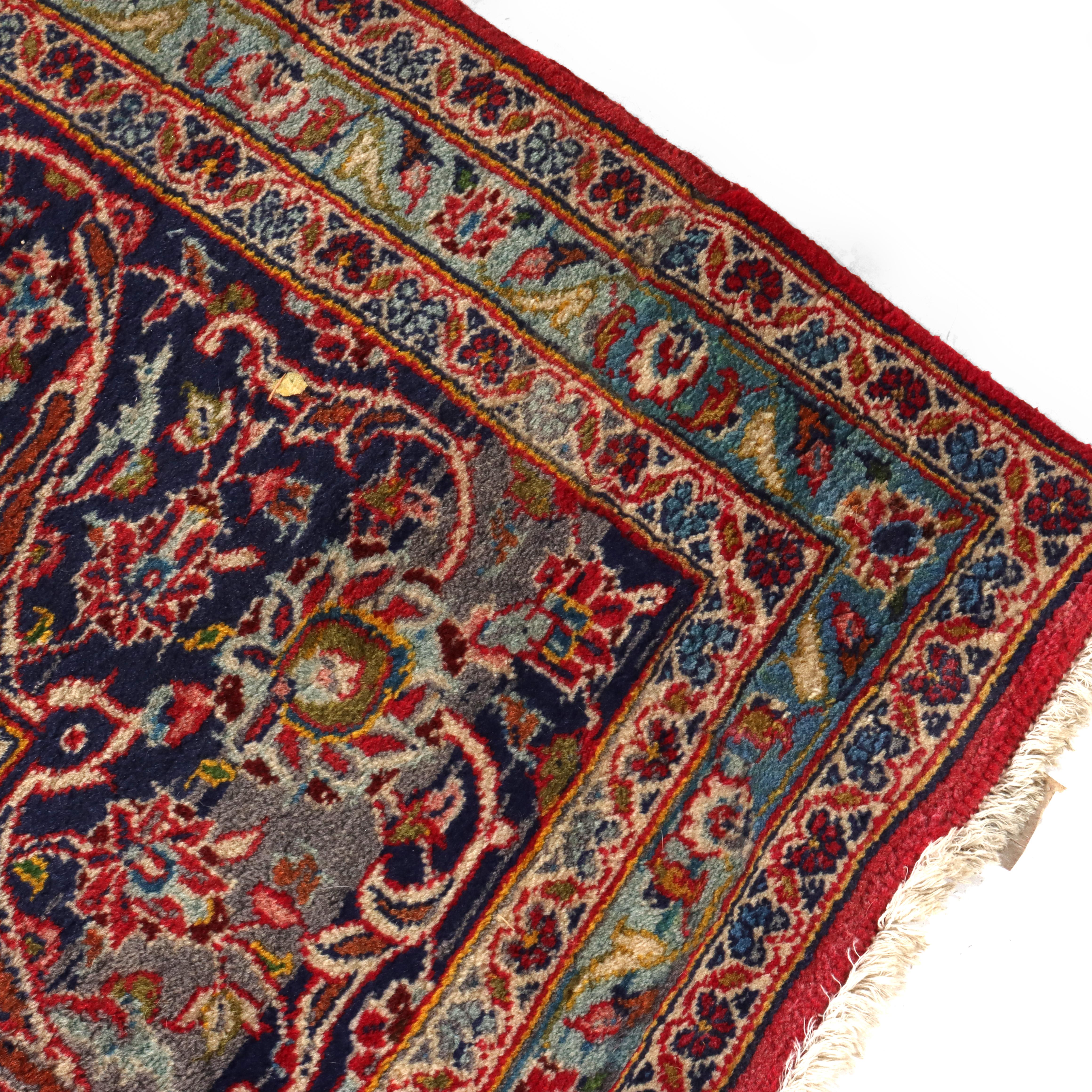 Antike Room Sized Kashan Orientalische Wolle Teppich C1930 im Angebot 5