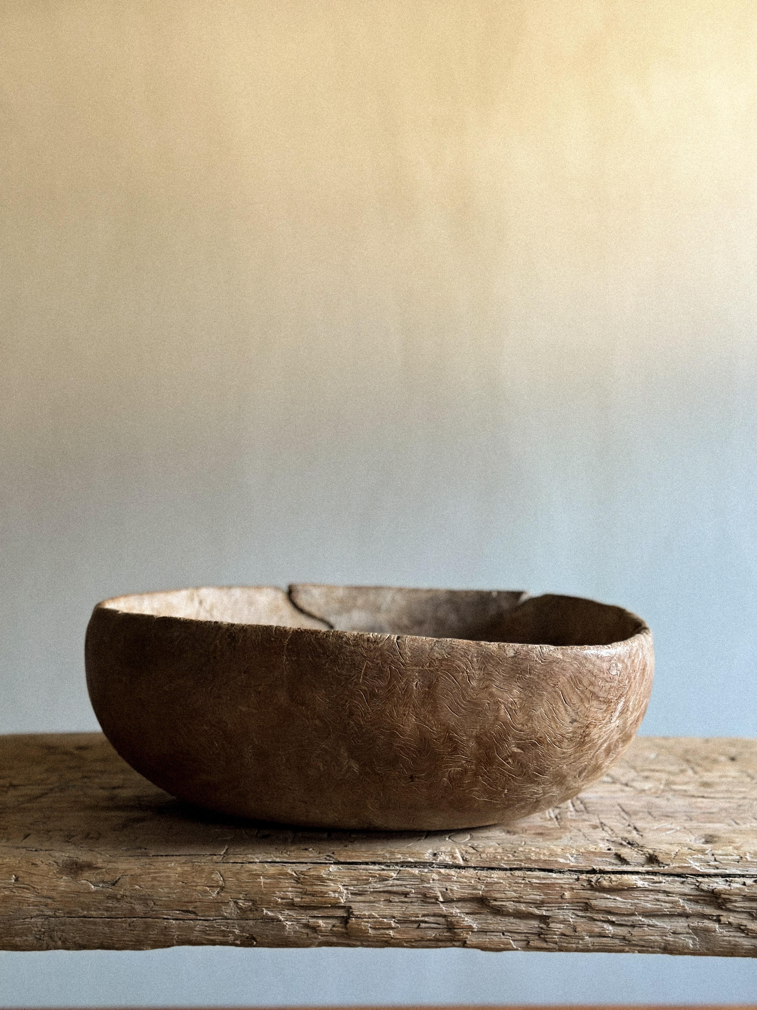 Romantic Antique Root Bowl, Wabi Sabi Style, Scandinavia 1800s For Sale