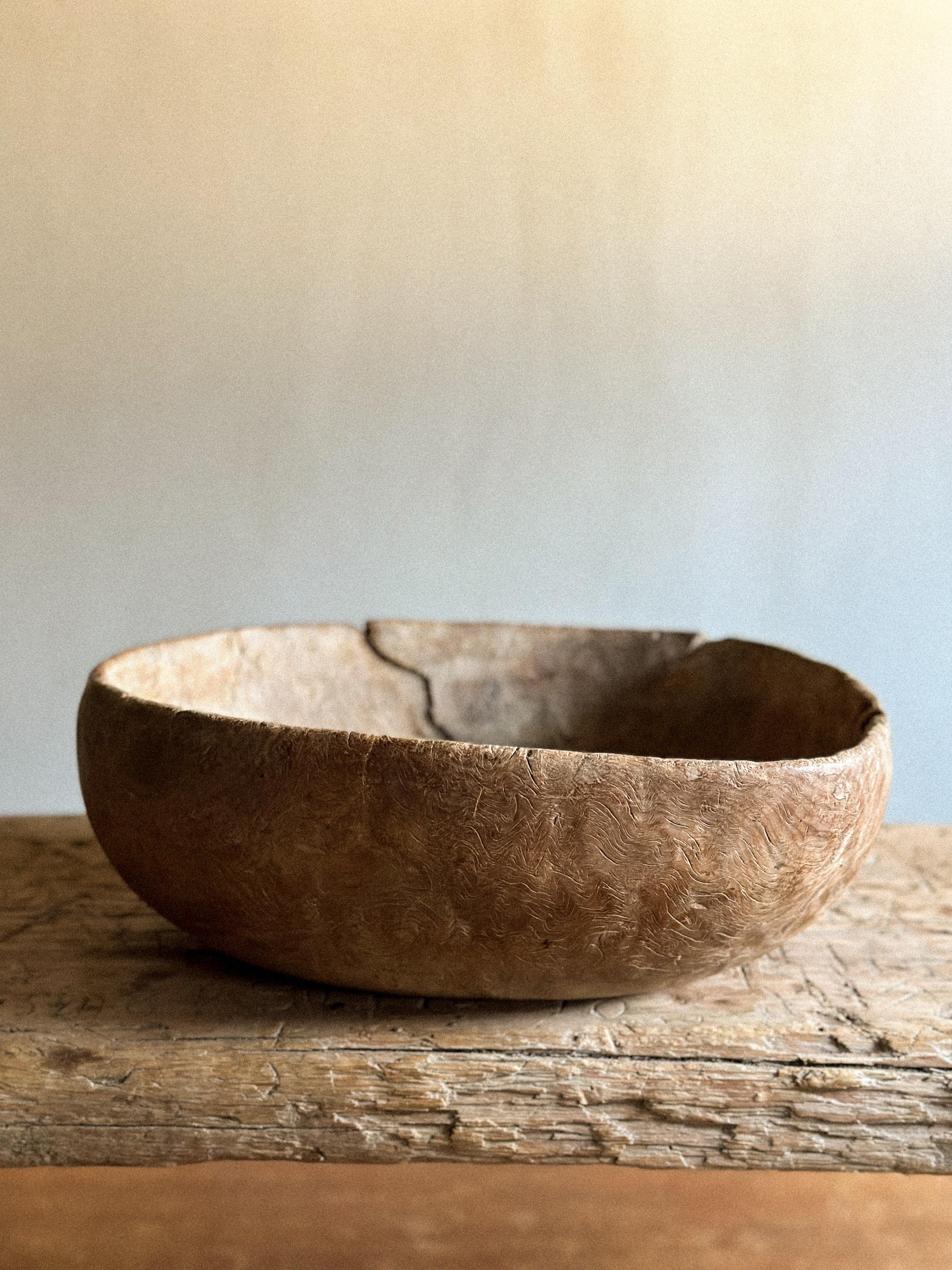 Norwegian Antique Root Bowl, Wabi Sabi Style, Scandinavia 1800s