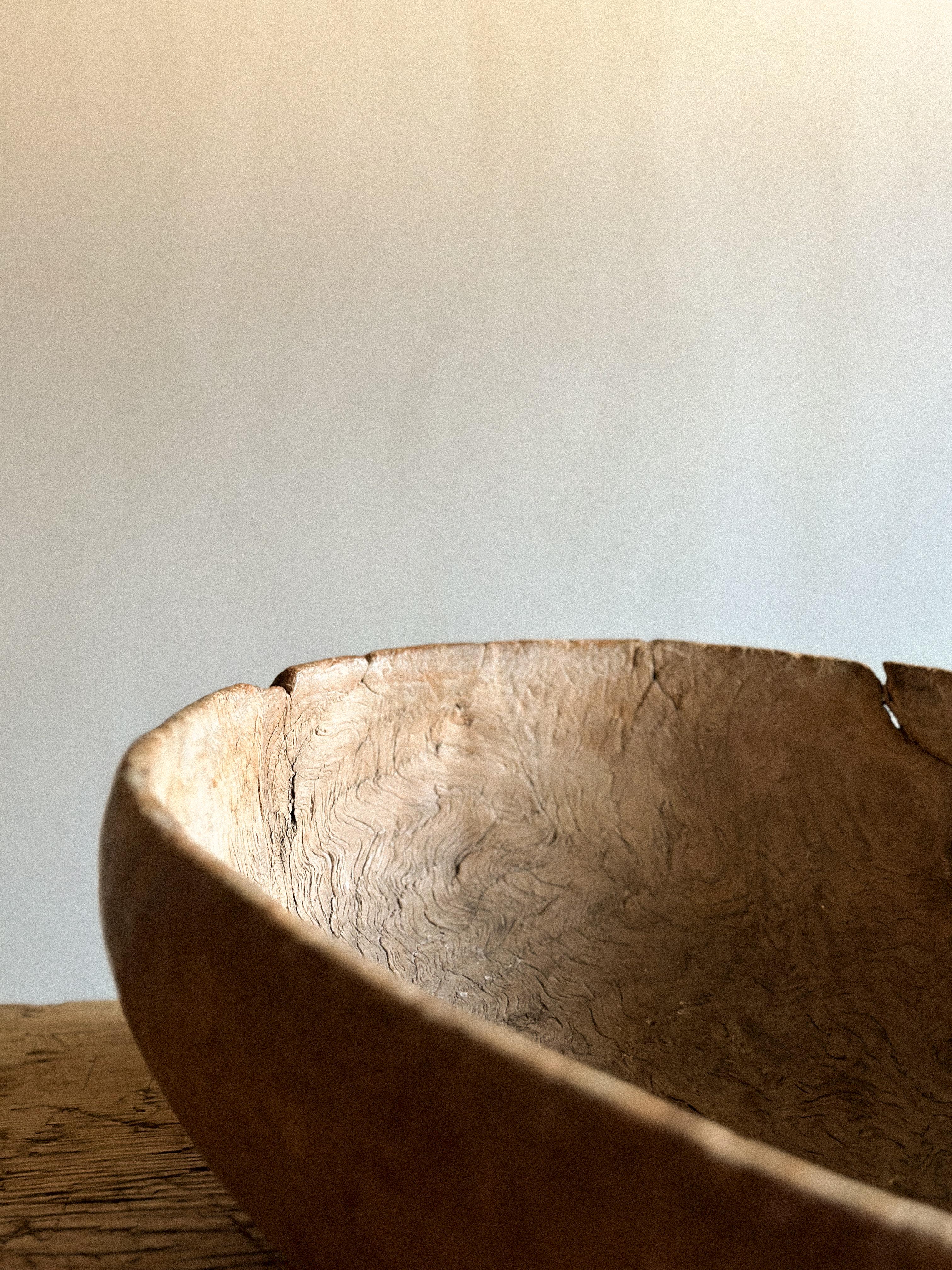 19th Century Antique Root Bowl, Wabi Sabi Style, Scandinavia 1800s For Sale