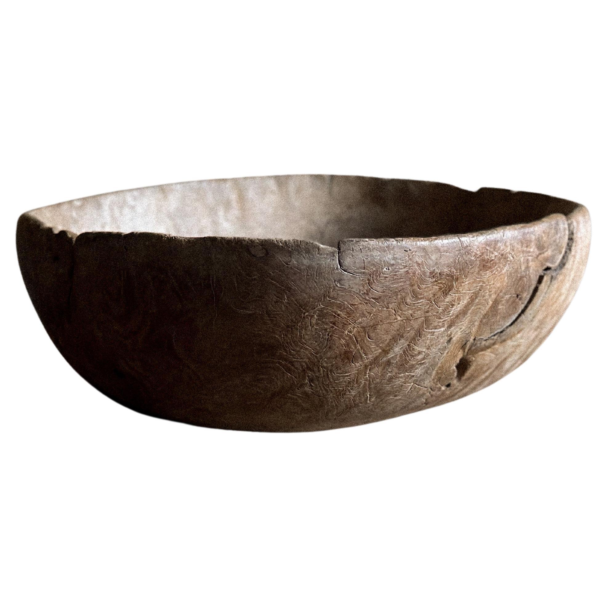 Antique Root Bowl, Wabi Sabi Style, Scandinavia 1800s For Sale