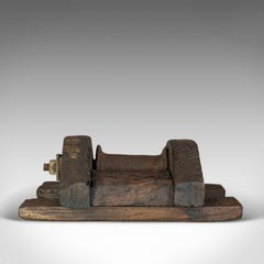 Antique Rope Pulley, English, Victorian, Rustic, Sleeper, Pine, circa 1900