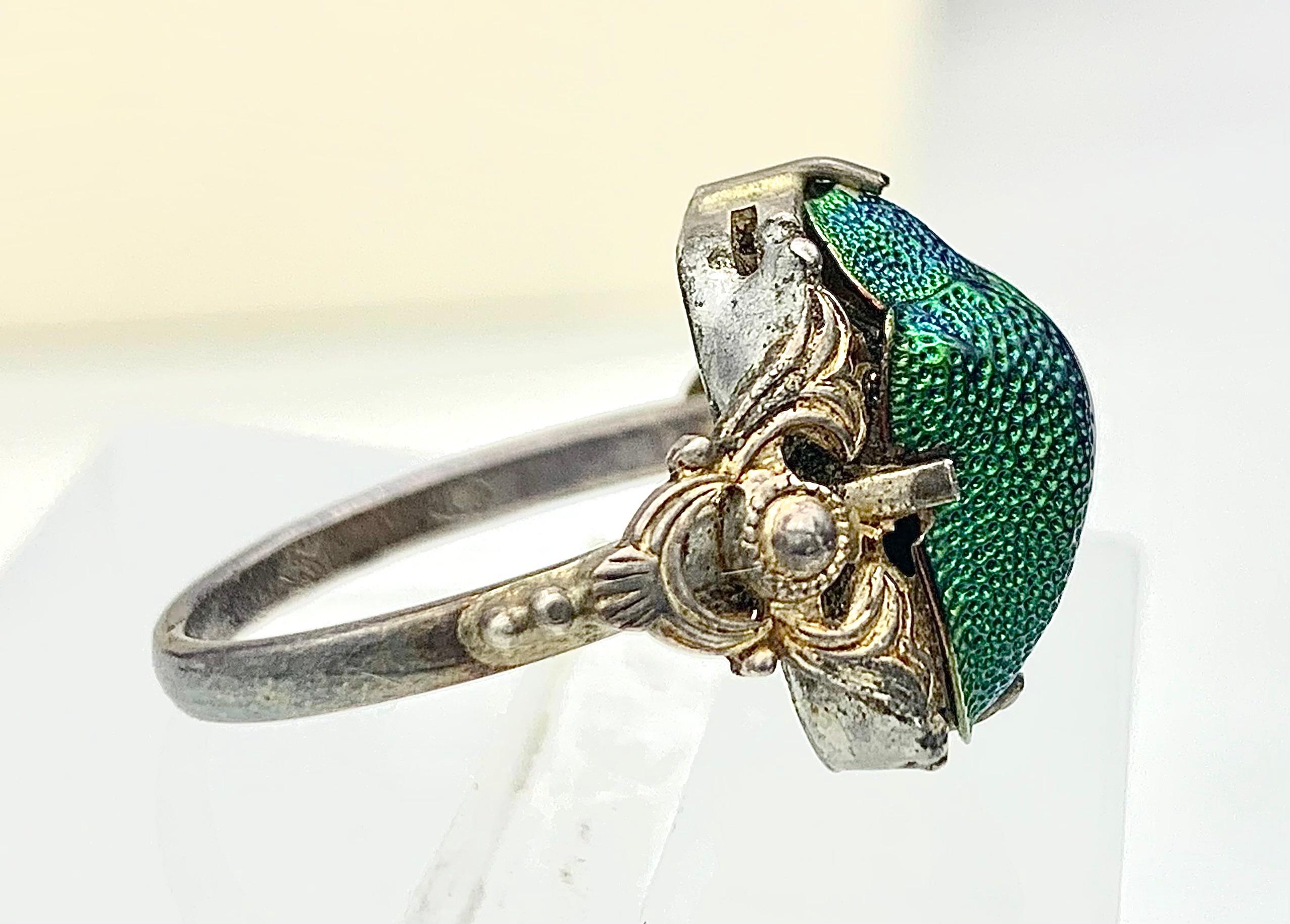 Antike  Rosenkäfer Silberring Neo Archaeological Natural History Neuheit Ring (Hochviktorianisch)