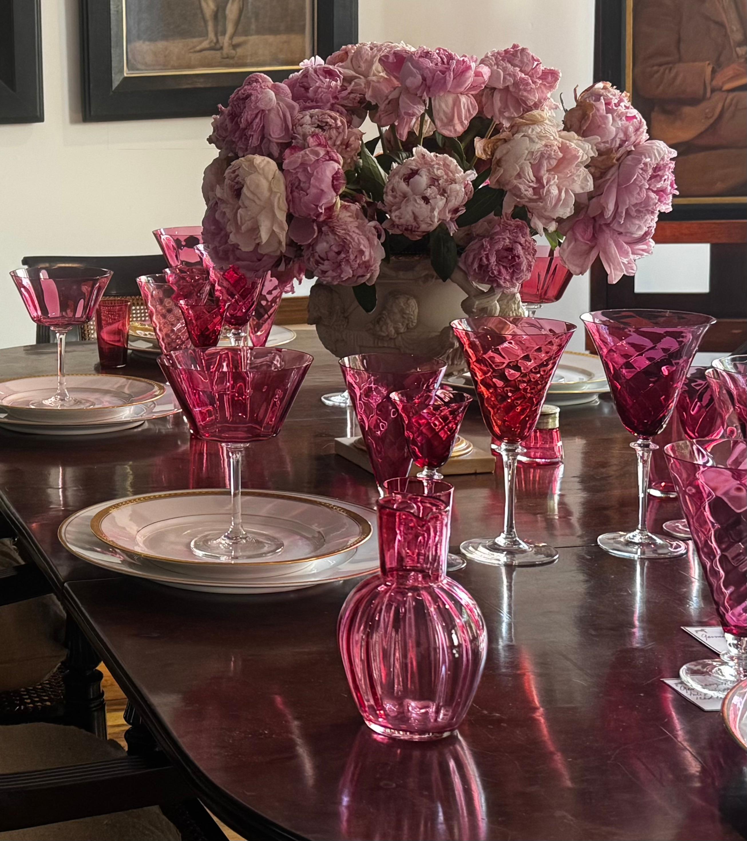 Antique rose colored German stemware Goblets In Good Condition For Sale In New York, NY