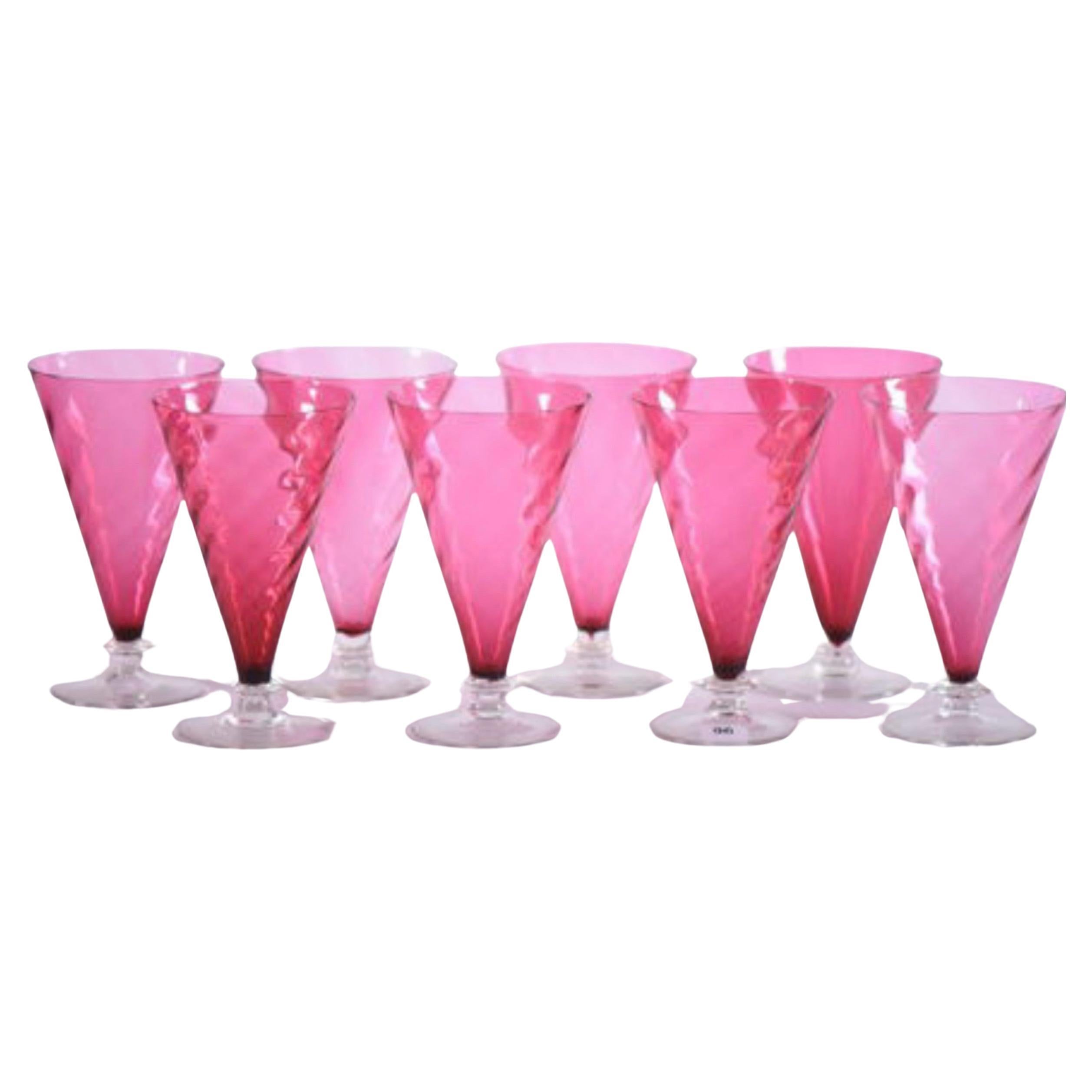 Antique rose colored German stemware Goblets