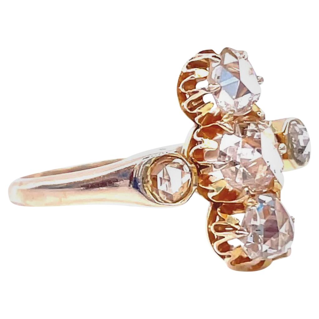 Antique Rose Cut Diamond 14 Karat Gold Ring