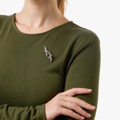 Antique rose cut diamond 14k rose gold silver top double bird brooch