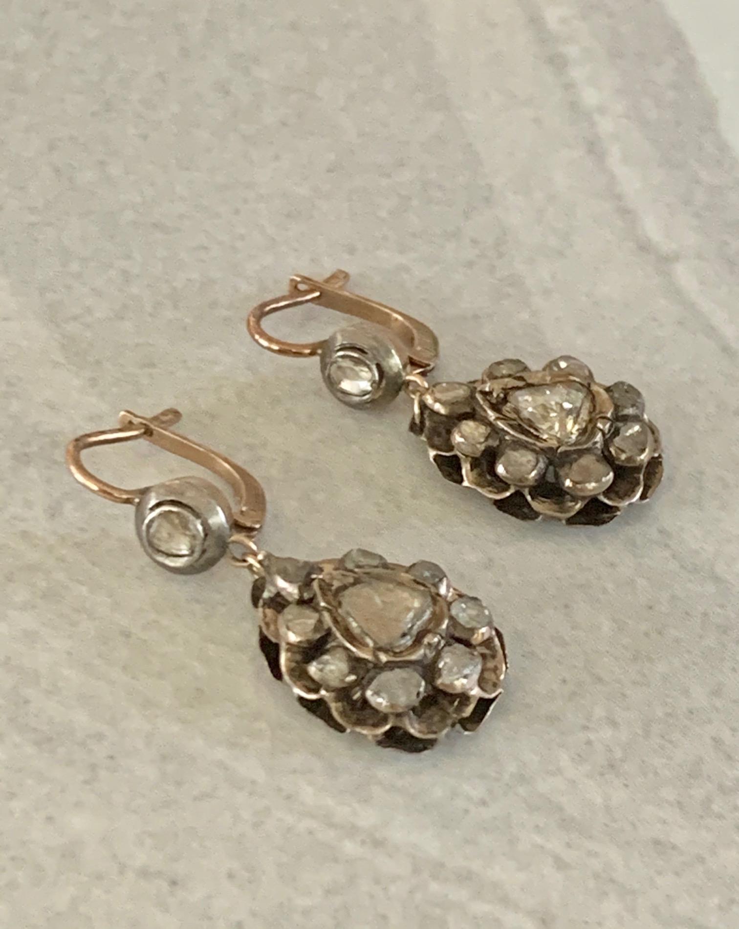 antique rose cut diamond earrings