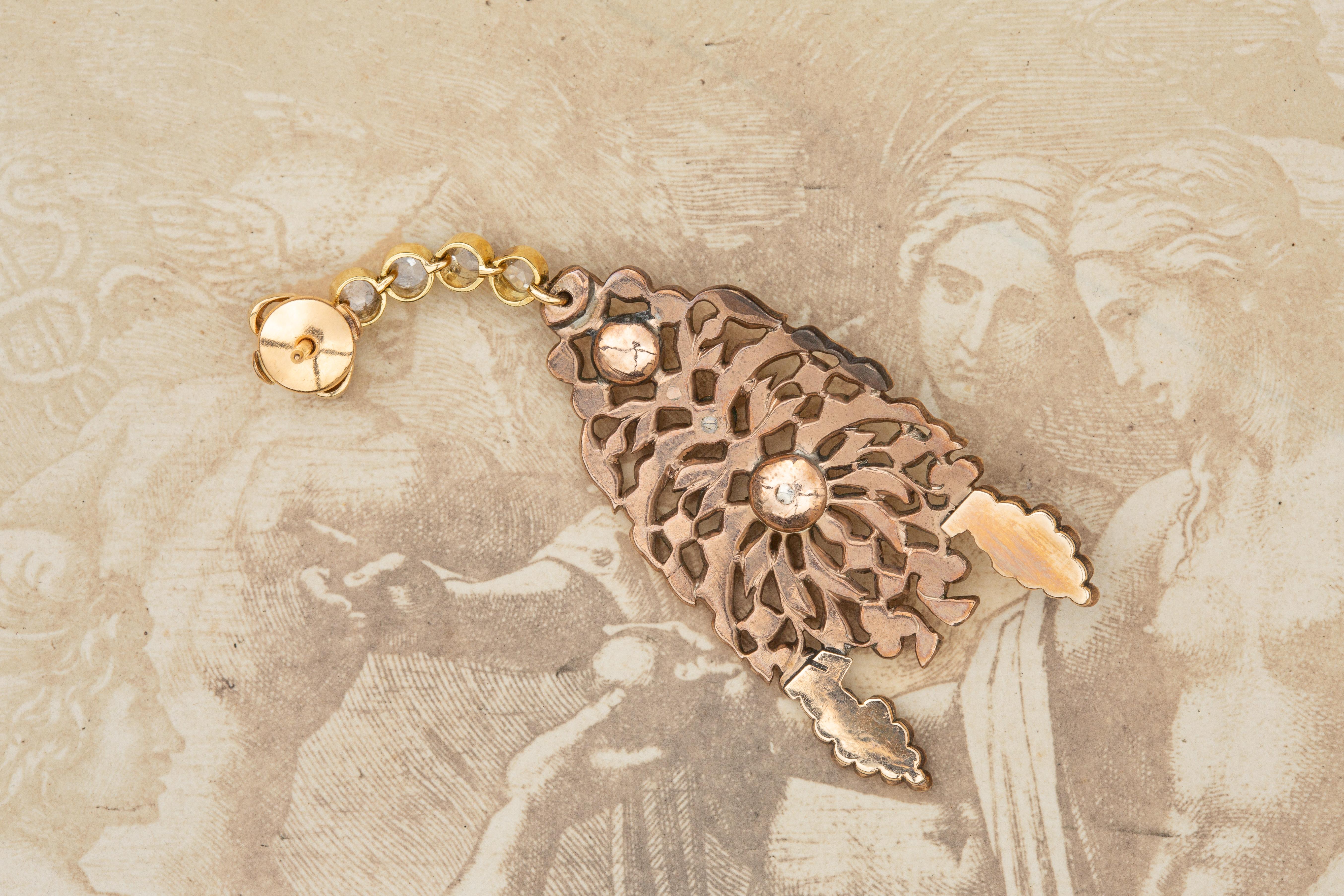 Antike Rosenschliff-Diamant-Chandelier-Ohrringe, 19. Jahrhundert, viktorianisch, georgianisch  im Angebot 7