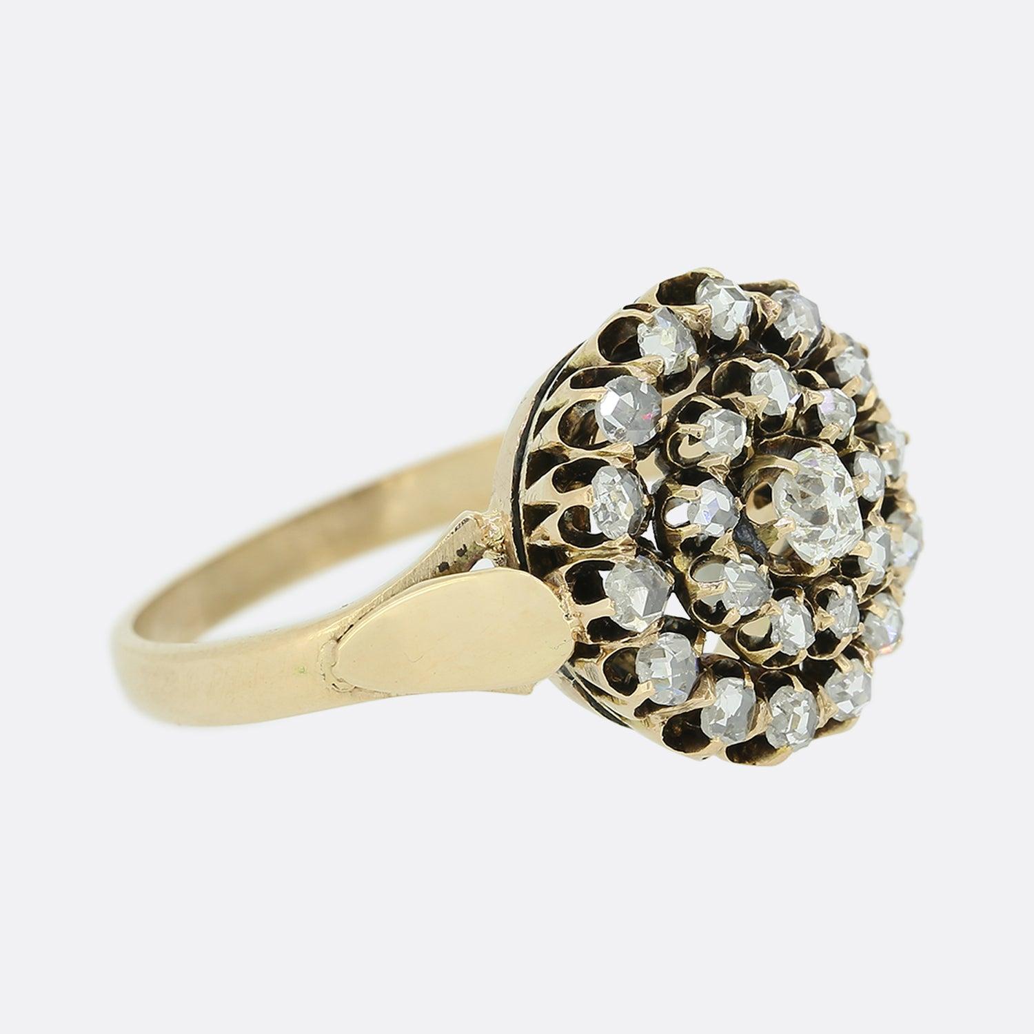 Vittoriano Anello antico con diamanti taglio rosa in vendita