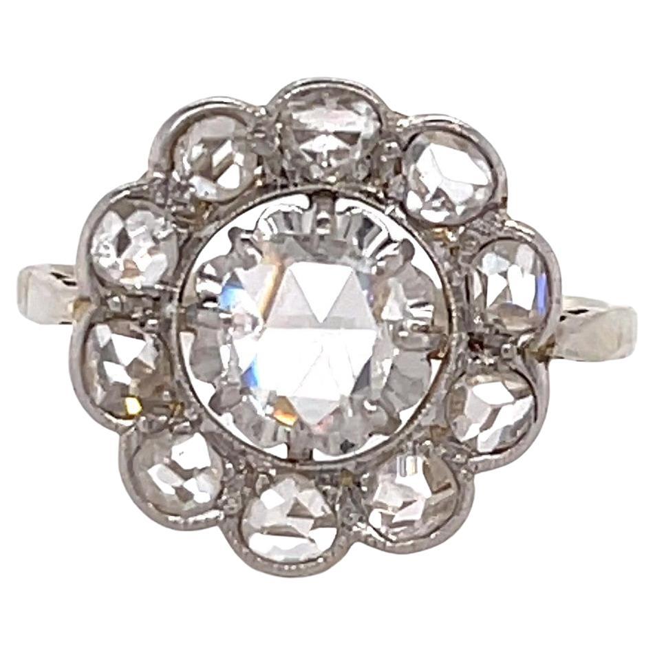 Edwardian Antique Rose Cut Diamond Cluster Ring