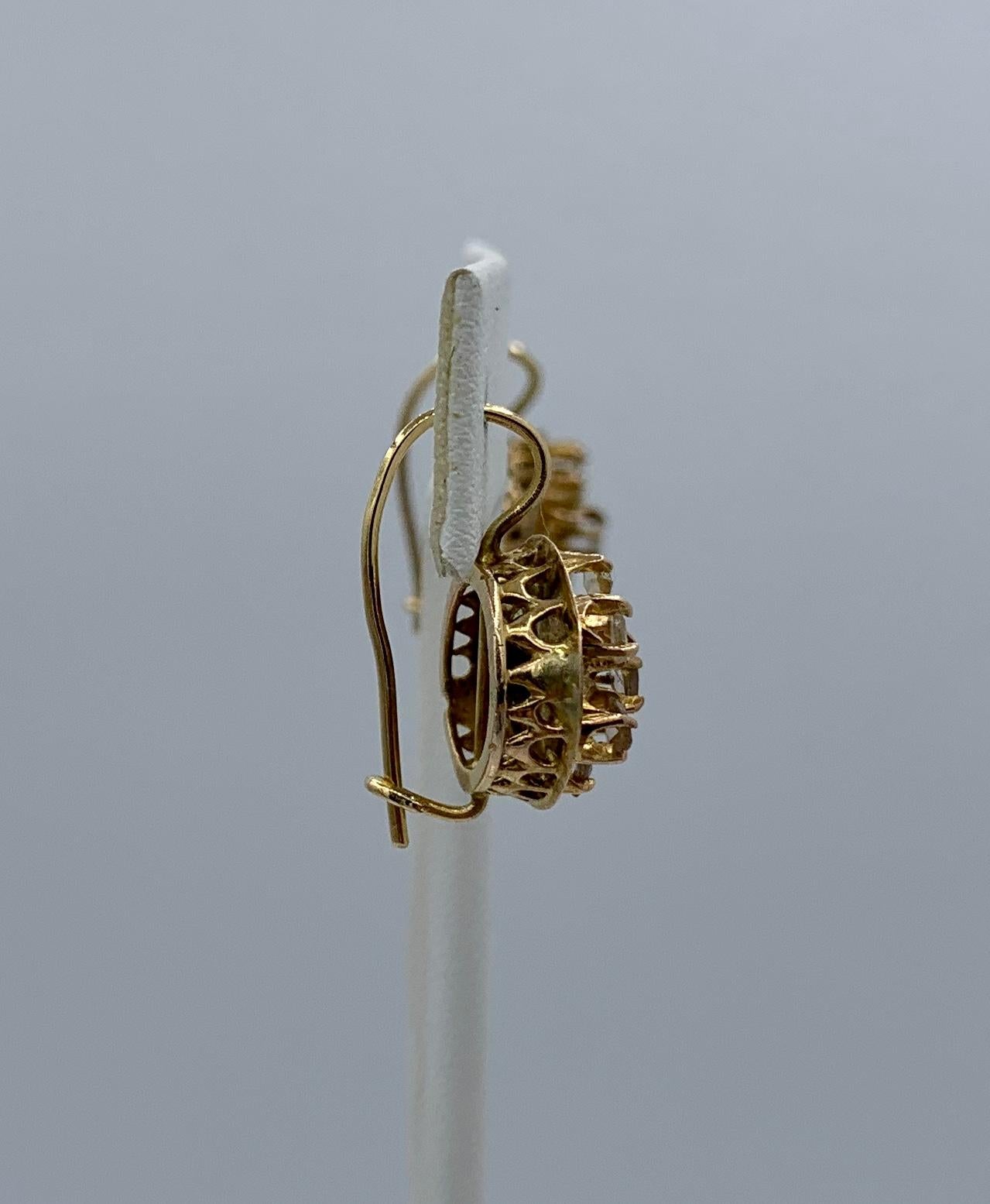 Antike antike Diamant-Tropfen-Ohrringe im Rosenschliff 14 Karat Gold im Angebot 5