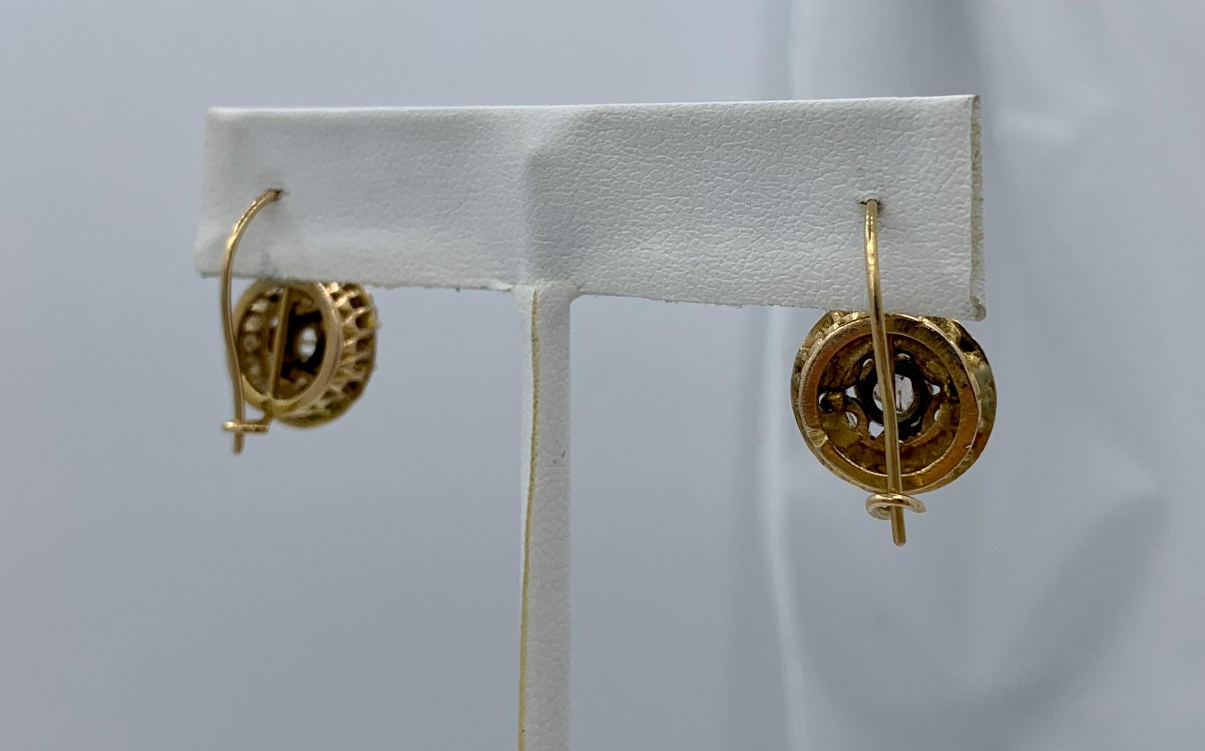 Antike antike Diamant-Tropfen-Ohrringe im Rosenschliff 14 Karat Gold im Angebot 7