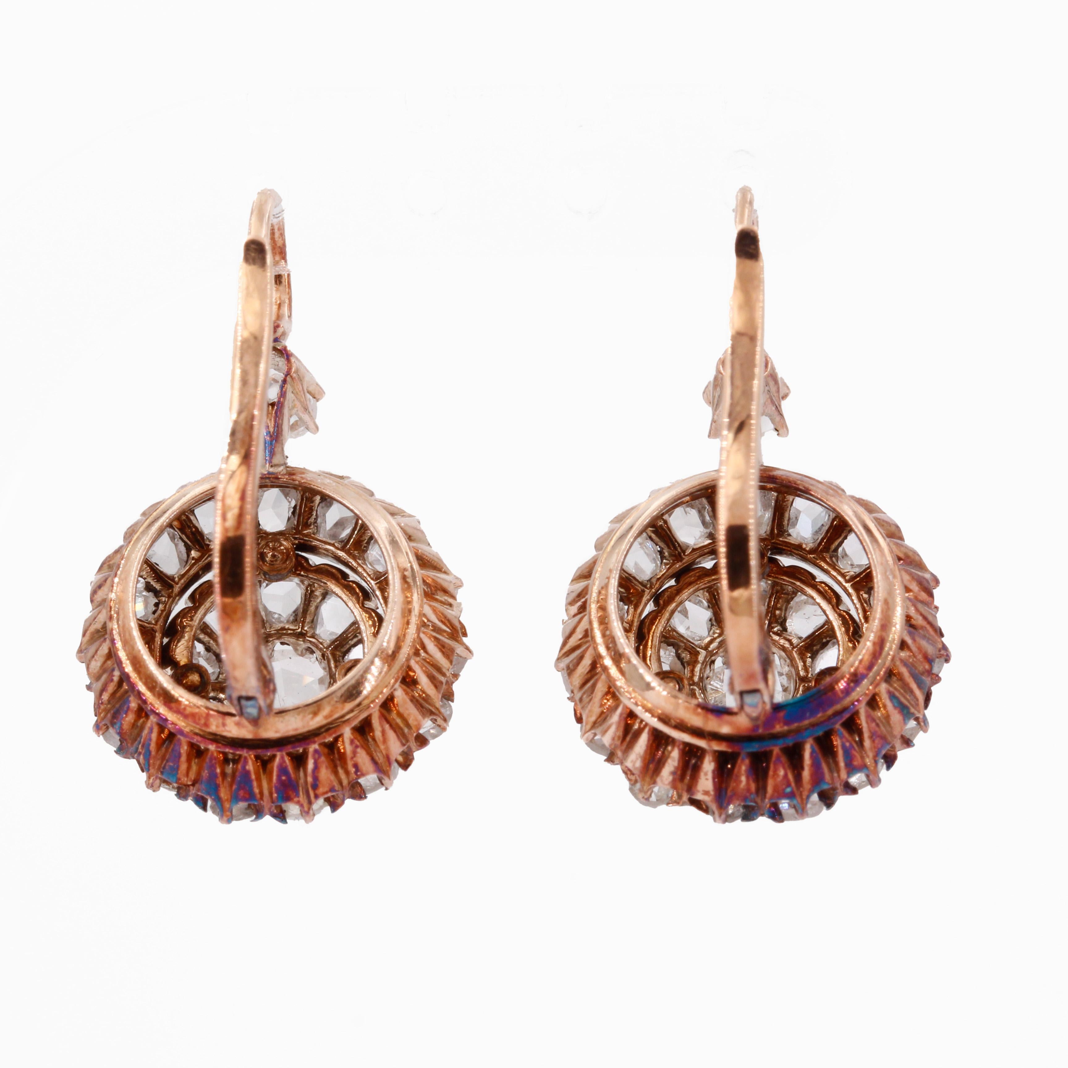 Antike Diamant-Ohrringe im Rosenschliff Damen im Angebot