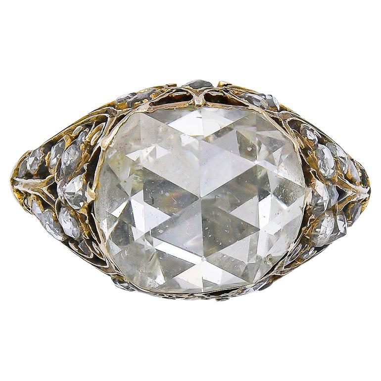 Antiker antiker Diamant-Verlobungsring im Rosenschliff im Angebot