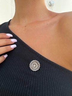 Antique Rose Cut Diamond Floral Brooch in Gold and Silver