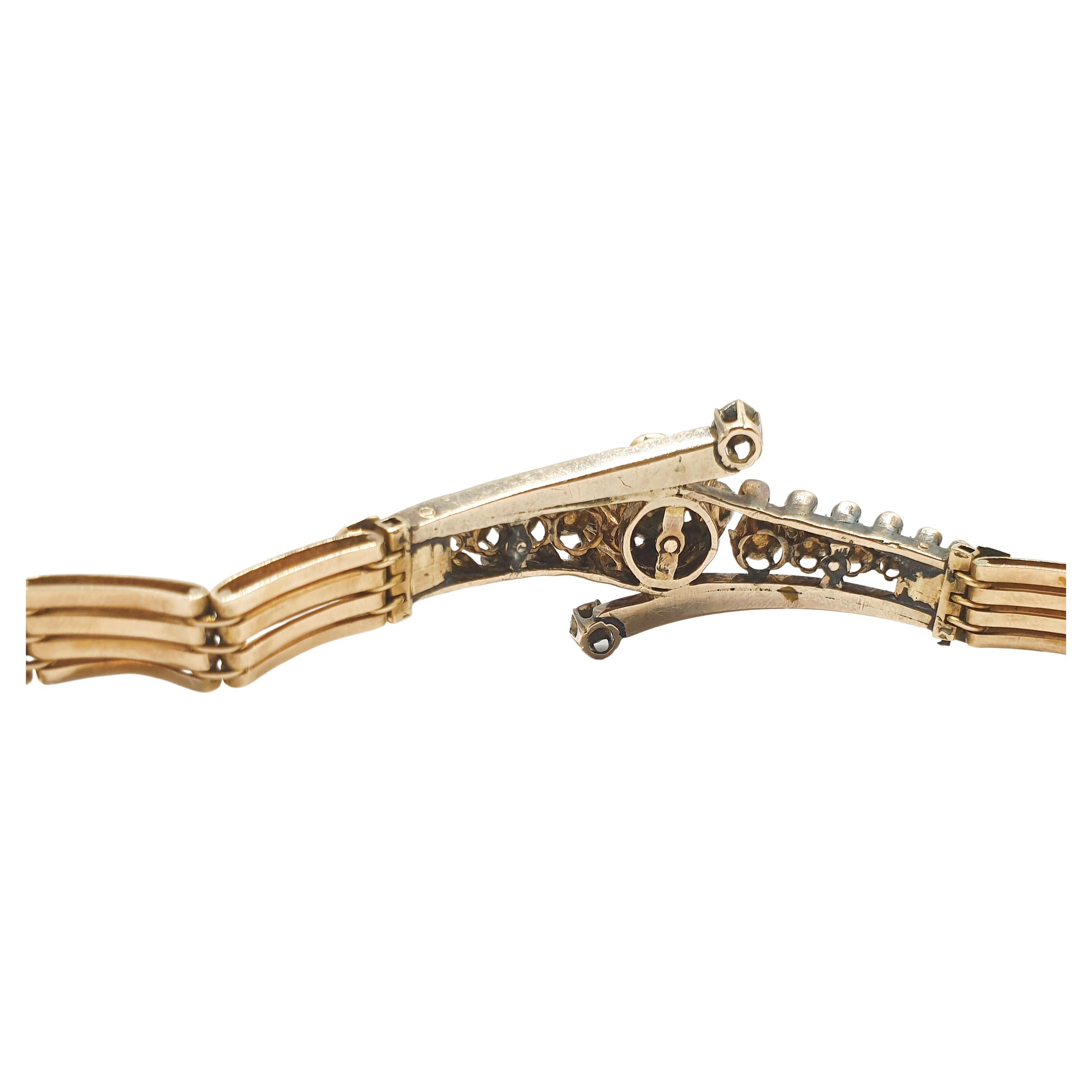 Antikes Goldarmband mit Diamant im Rosenschliff im Angebot 1