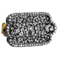 Antique Rose-Cut Diamond Gold Brooch Pin Estate Fine Jewelry