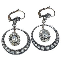 Antique Rose Cut Diamond Gold Earrings