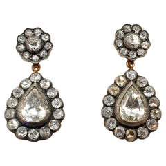 Antike Diamant-Ohrringe mit Rosenschliff aus Gold